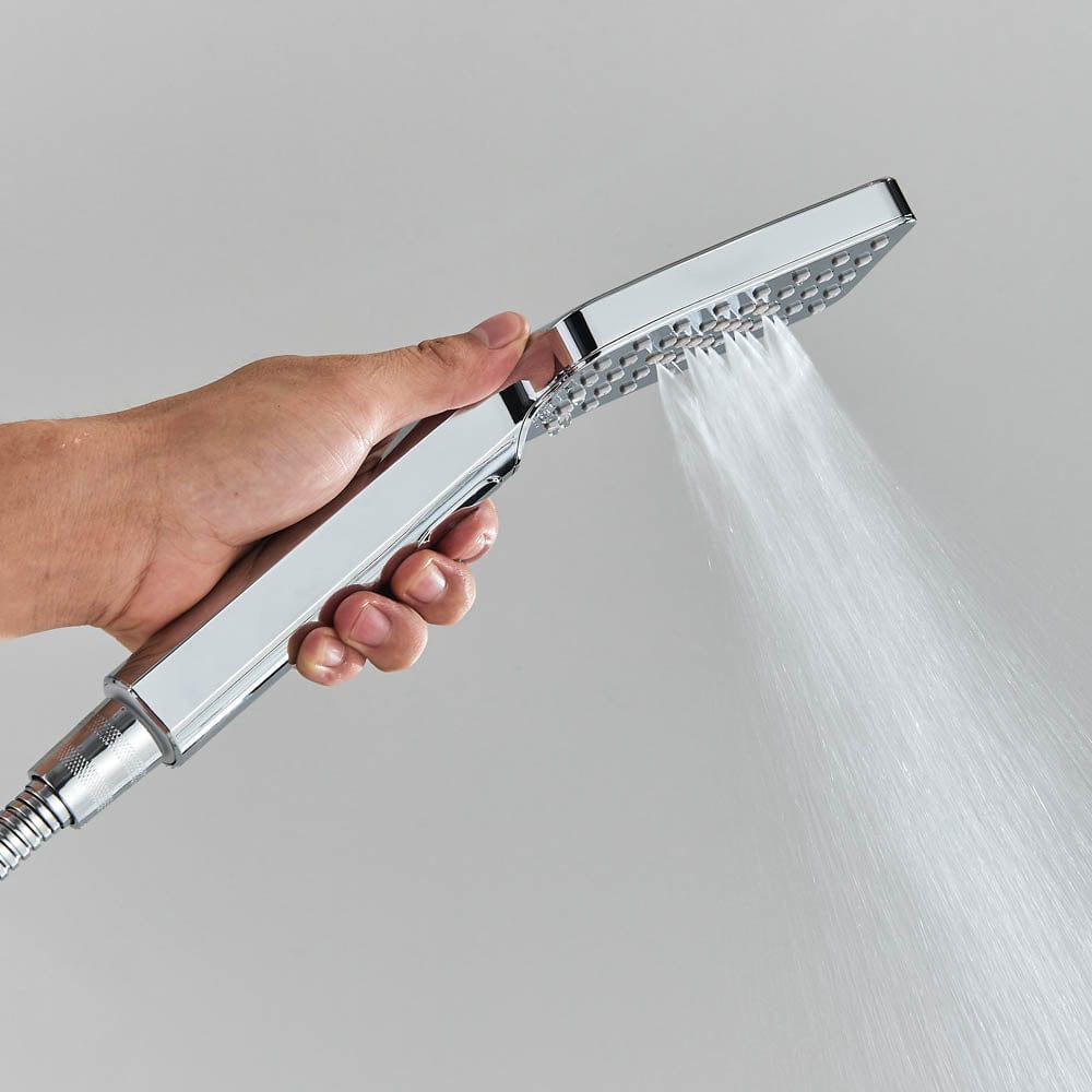 Coloana Dus cu termostat si afisaj de temperatura, argintiu lucios, cu efect de ploaie, 6 functii de curgere, cod 1430