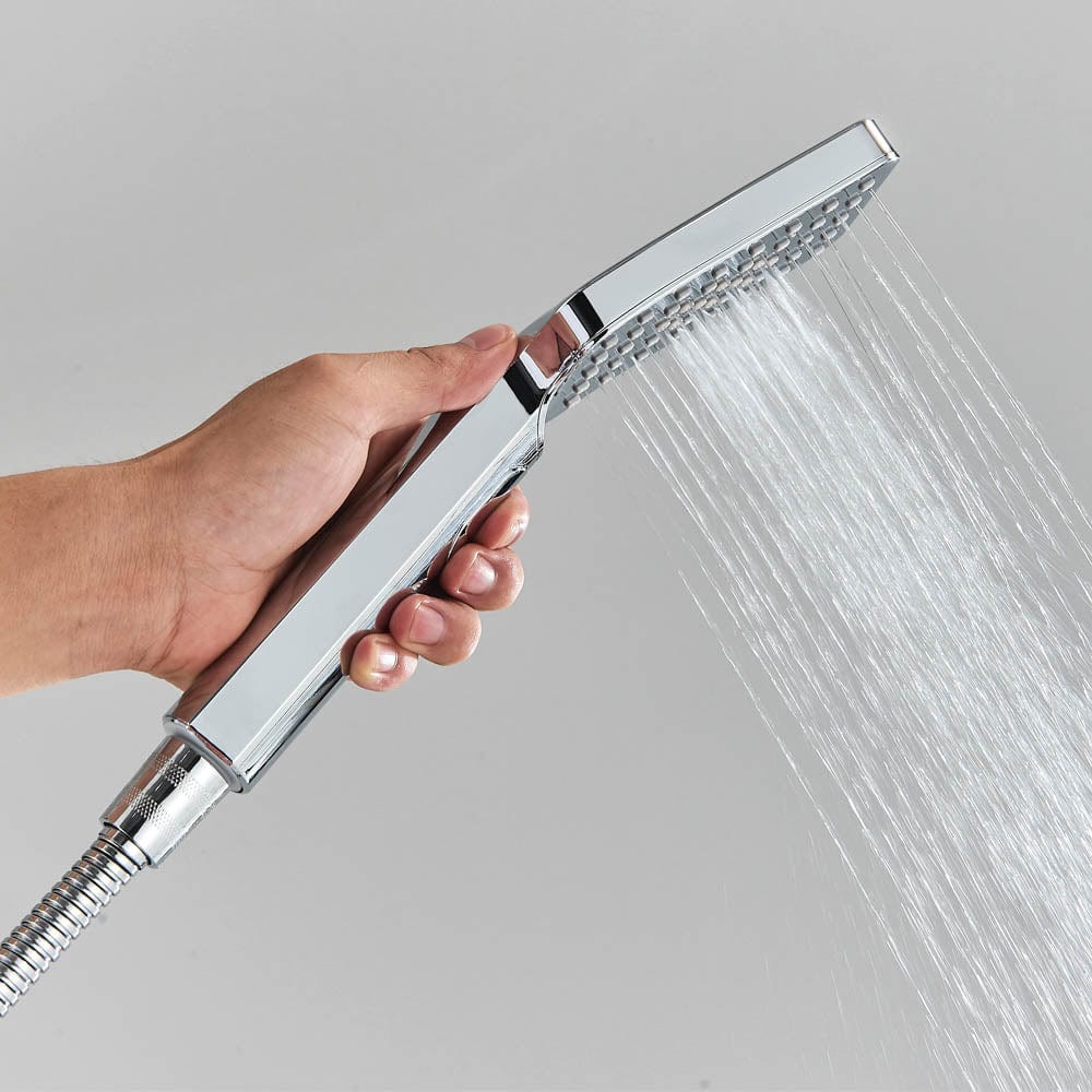 Coloana Dus cu termostat si afisaj de temperatura, argintiu lucios, cu efect de ploaie, 6 functii de curgere, cod 1430