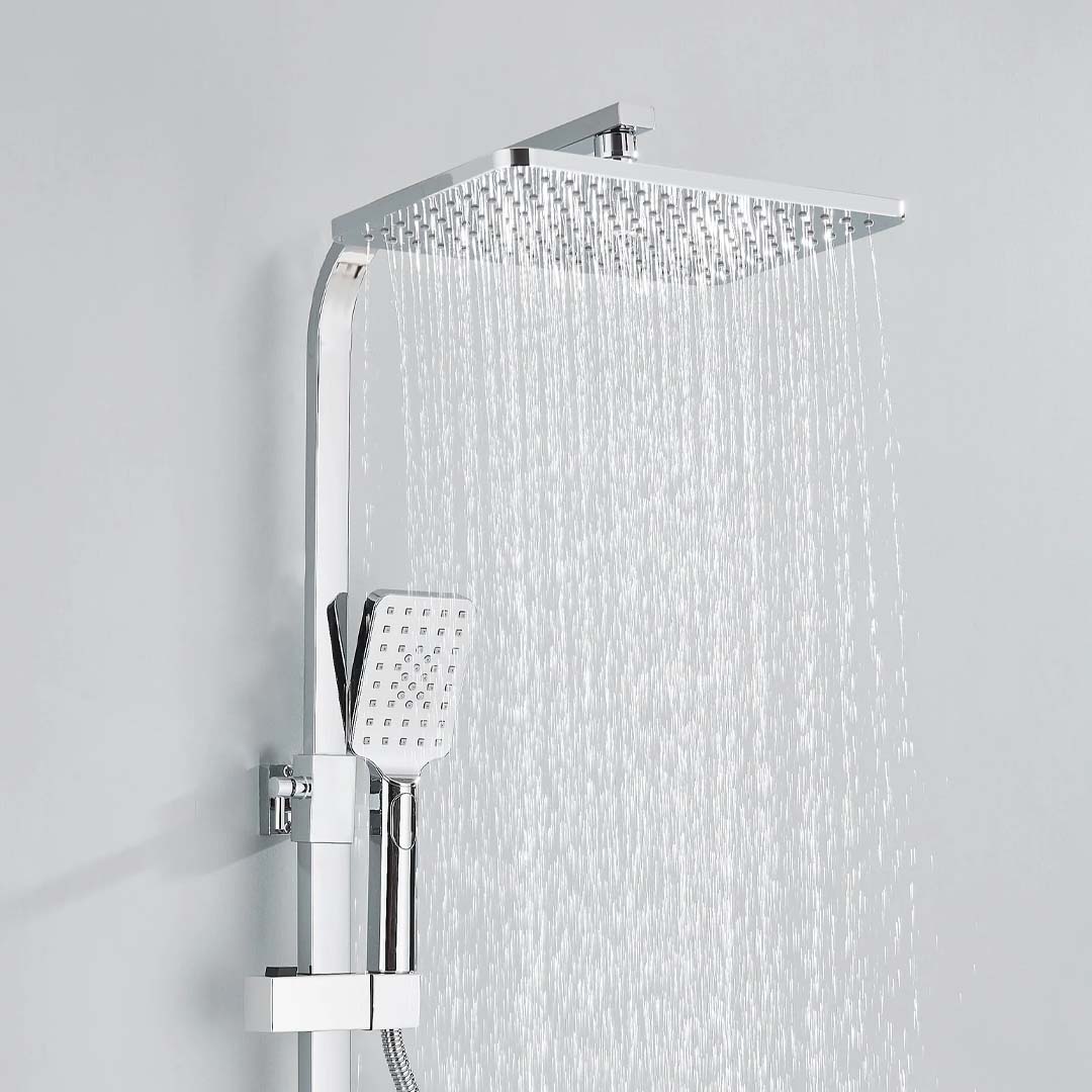 Coloana Dus cu termostat si afisaj de temperatura, cu efect de ploaie, 5 functii de curgere, argintiu, cod 1619