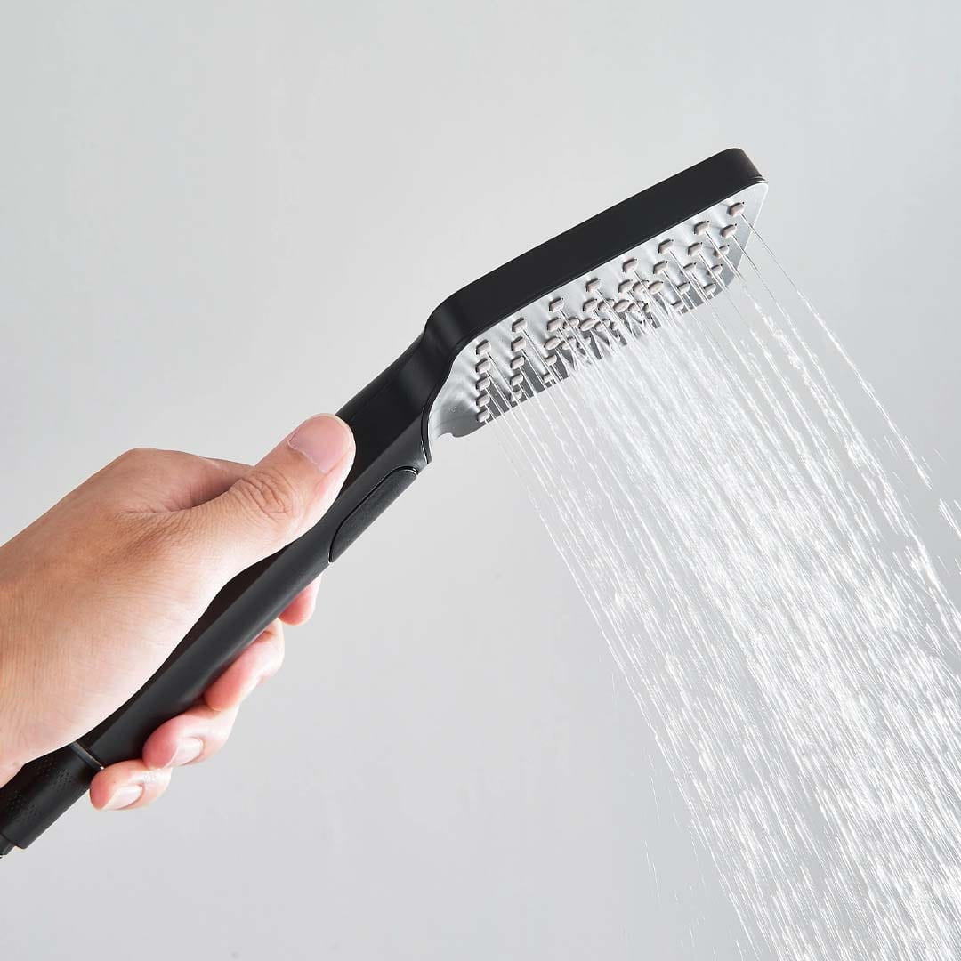 Coloana Dus cu termostat si afisaj de temperatura, cu efect de ploaie, 5 functii de curgere, negru mat, cod 1618