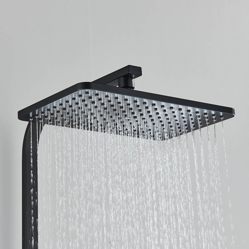 Coloana Dus cu termostat si afisaj de temperatura, negru cu auriu, cu efect de ploaie, 6 functii de curgere, cod 1431