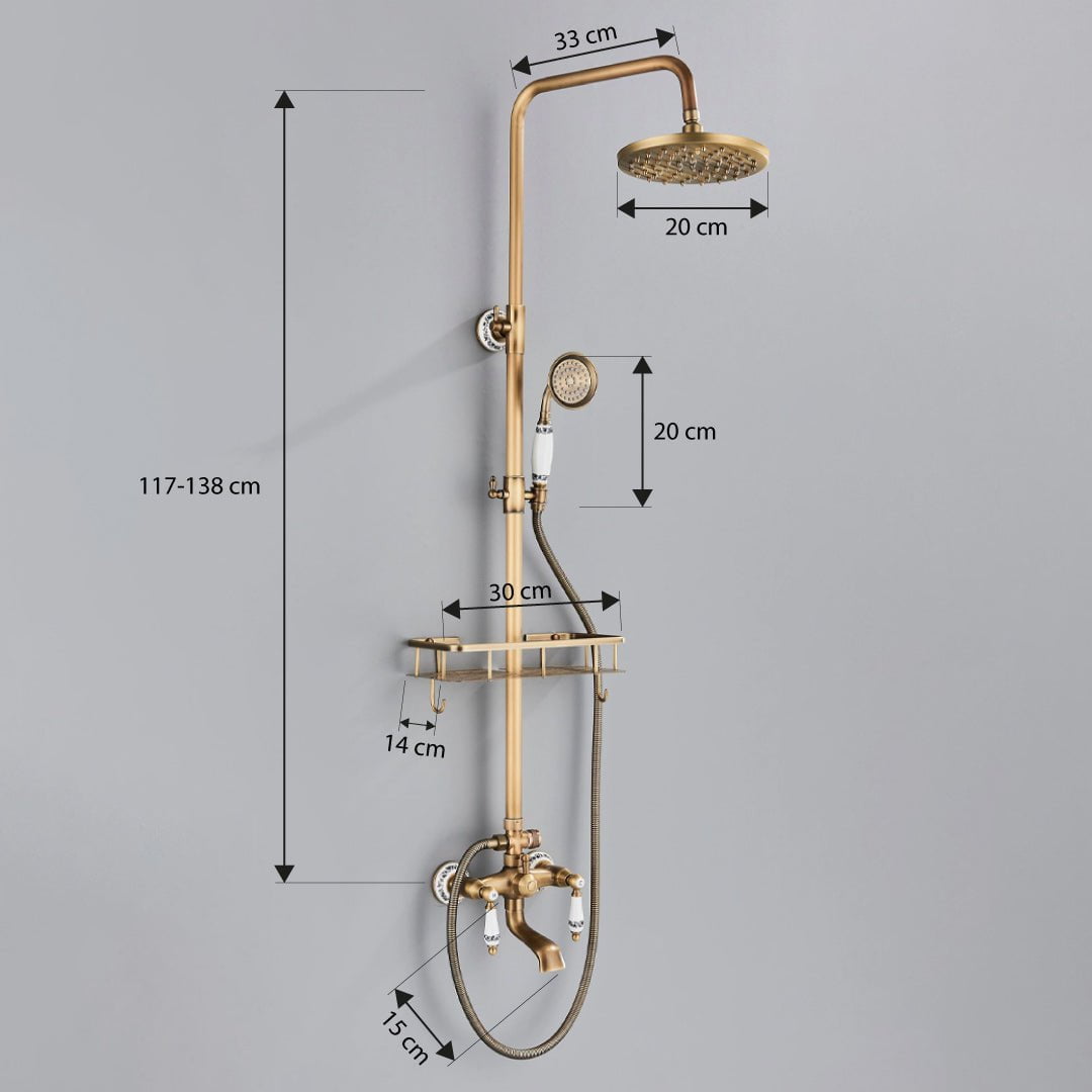Coloana Dus Retro, cu para rotunda si efect de ploaie, auriu, cod 1624