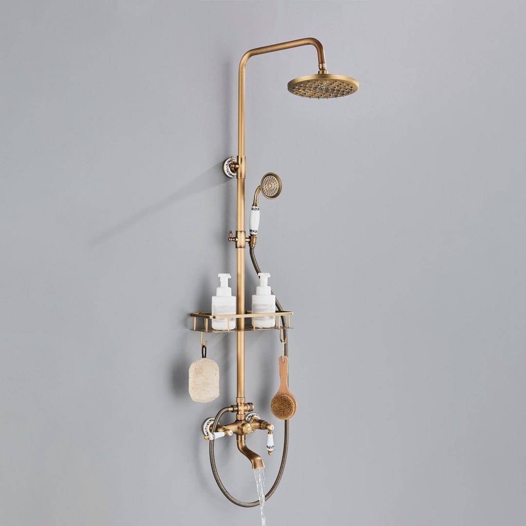Coloana Dus Retro, cu para rotunda si efect de ploaie, auriu, cod 1624