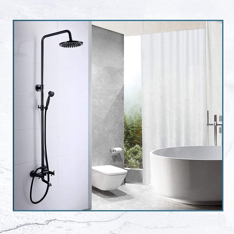 Coloana Dus Venetia, cu para rotunda si efect de ploaie, negru mat cu margini bronz, para ajustabila pe inaltime, cod 1400