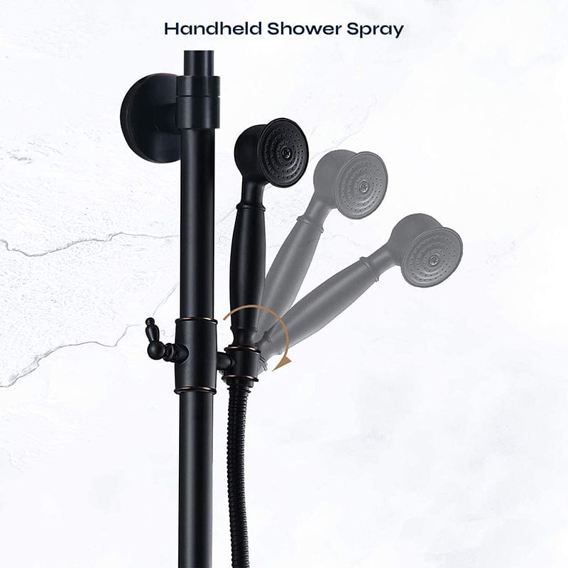 Coloana Dus Venetia, cu para rotunda si efect de ploaie, negru mat cu margini bronz, para ajustabila pe inaltime, cod 1400