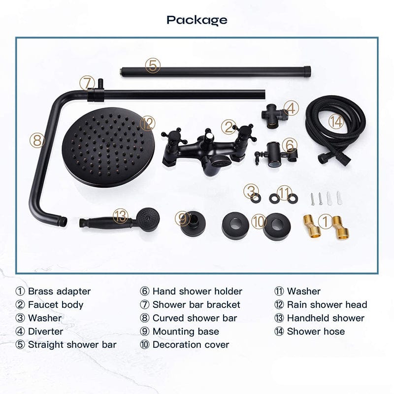 Coloana Dus Venetia, cu para rotunda si efect de ploaie, negru mat cu margini bronz, para ajustabila pe inaltime, cod 1400