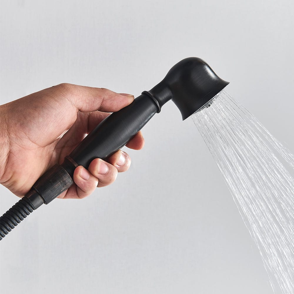 Coloana Dus Venetia, cu para rotunda si efect de ploaie, negru mat cu margini bronz, para ajustabila pe inaltime, cod 1400