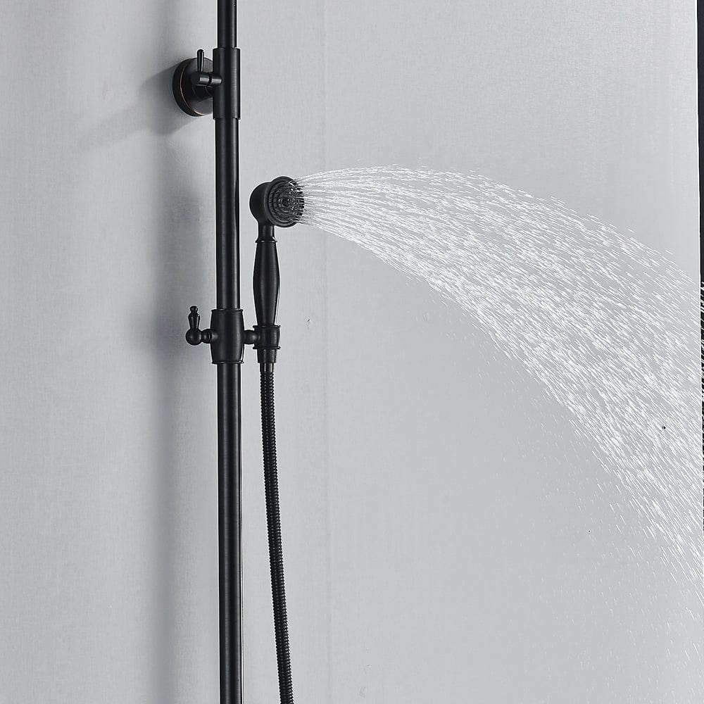 Coloana Dus Venetia, cu para rotunda si efect de ploaie, negru mat cu margini bronz, para ajustabila pe inaltime, cod 1400