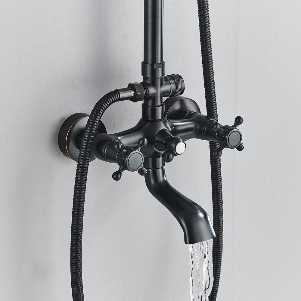 Coloana Dus Venetia, cu para rotunda si efect de ploaie, negru mat cu margini bronz, para ajustabila pe inaltime, cod 1400