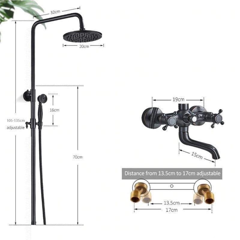 Coloana Dus Venetia, cu para rotunda si efect de ploaie, negru mat cu margini bronz, para ajustabila pe inaltime, cod 1400