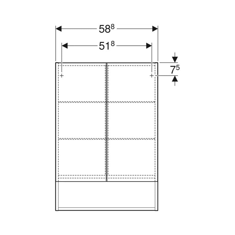 Dulap suspendat cu oglindă, Geberit, Selnova Square, 60 cm, alb lucios