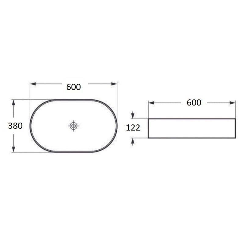 Lavoar baie Foglia, alb, montaj pe blat, ventil inclus, 600x380 mm