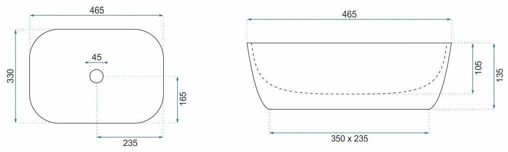 Lavoar baie pe blat dreptunghiular 46,5 cm ceramic negru cupru periat – Rea Belinda Copper Brush Black