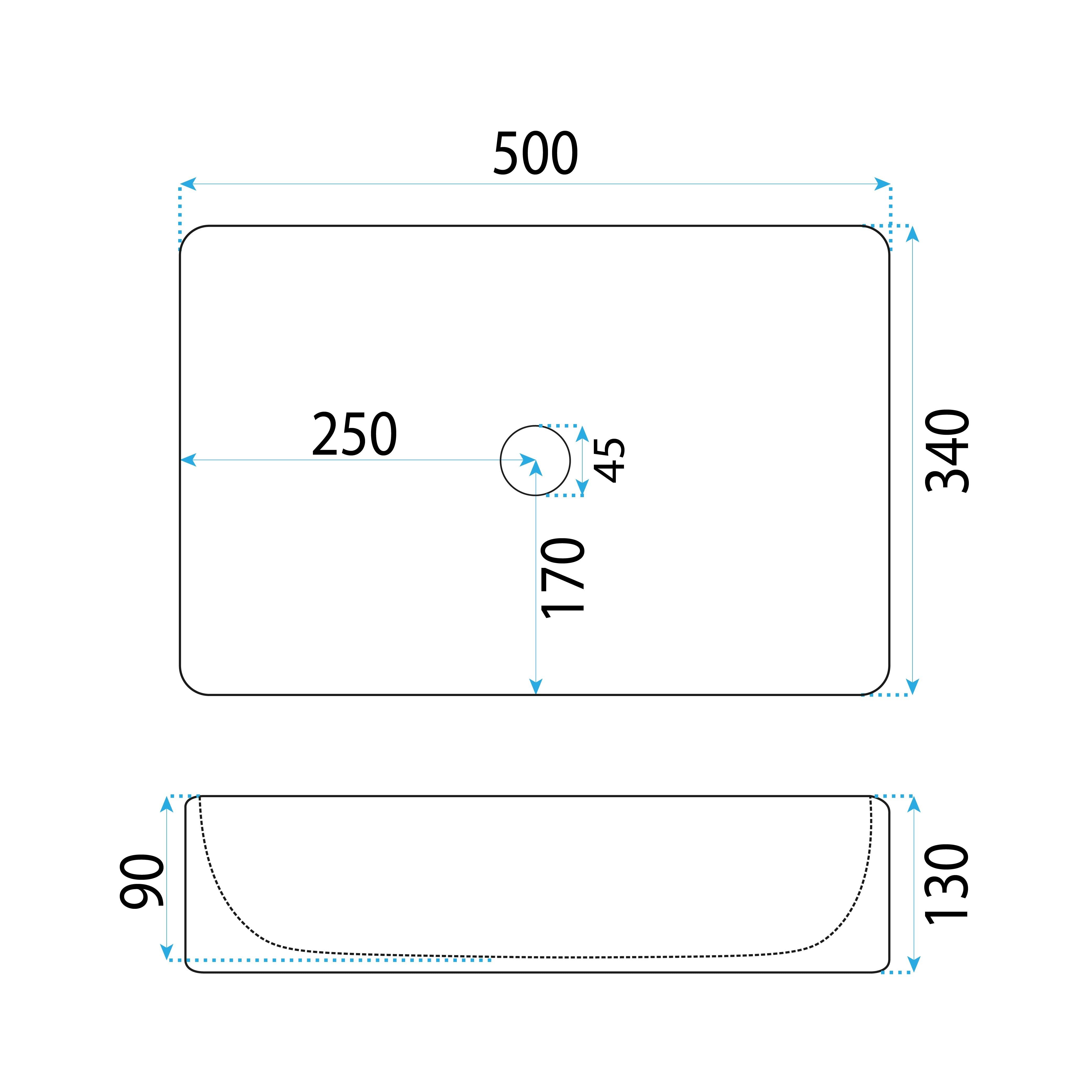 Lavoar baie pe blat dreptunghiular 50 cm ceramic alb lucios – Rea Fiorella