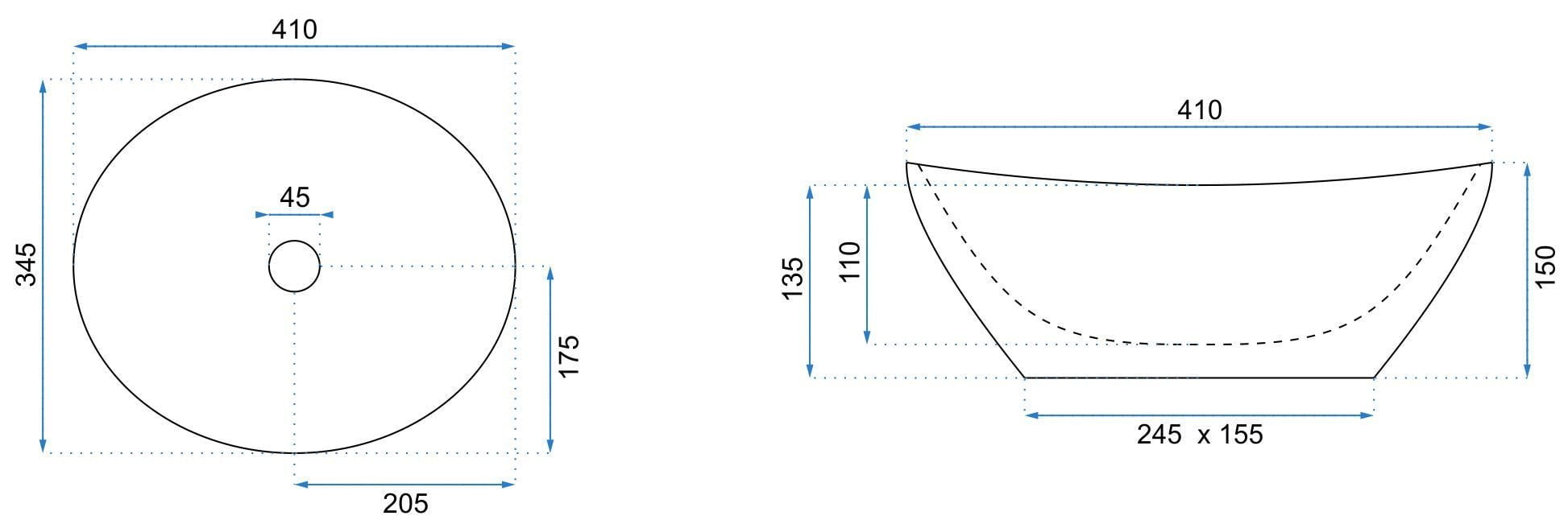 Lavoar baie pe blat oval 41 cm ceramică imitație piatră bej mat – Rea Sofia Beige Matt