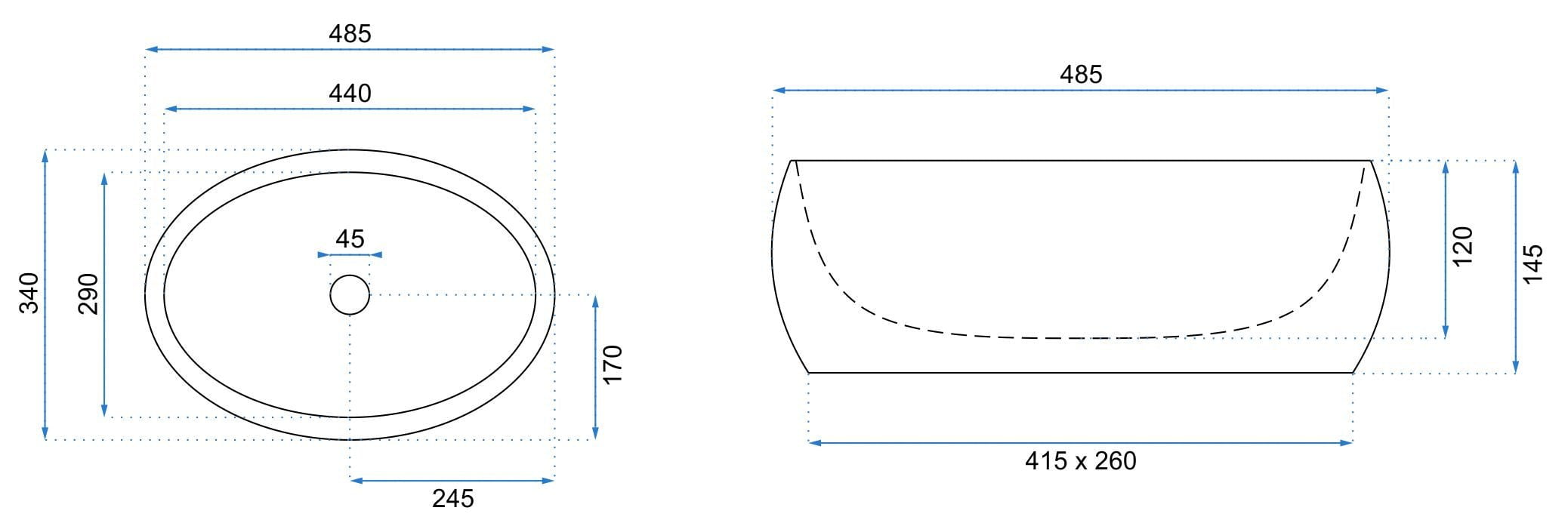 Lavoar baie pe blat oval 48,5 cm ceramică imitatie piatră alb mat – Rea Linda