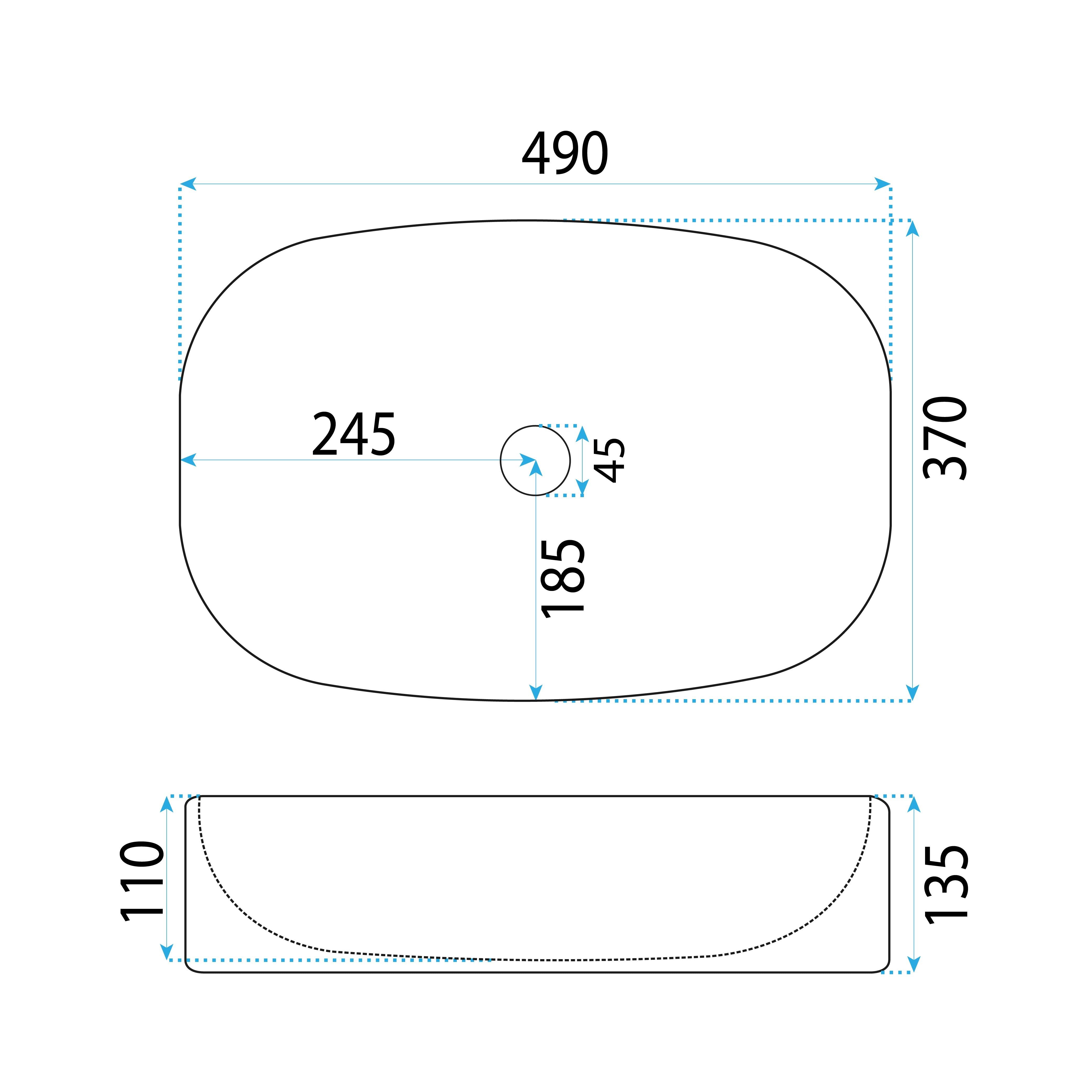 Lavoar baie pe blat oval 49 cm ceramic alb lucios – Rea Freja