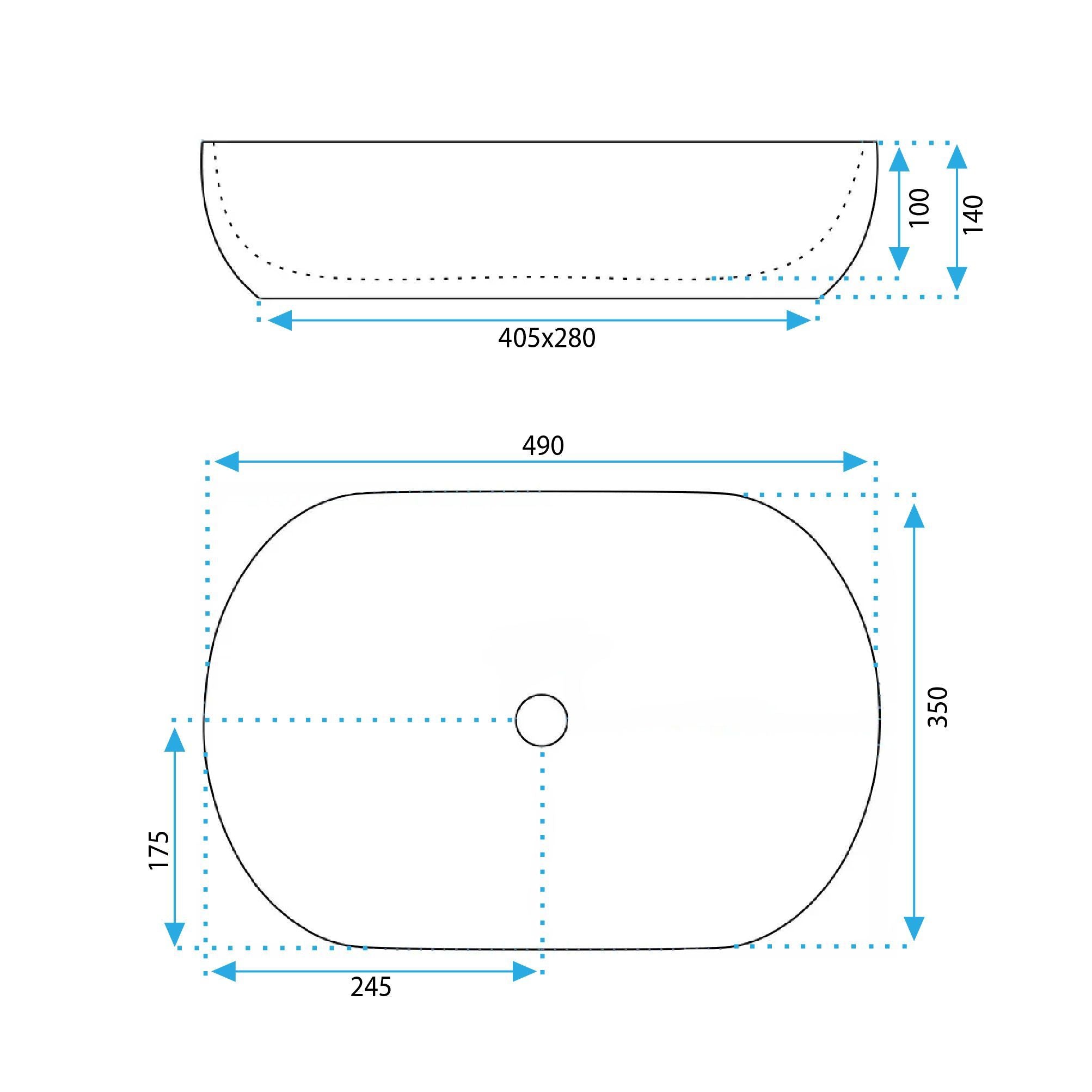 Lavoar baie pe blat oval 49 cm ceramic albastru lucios – Rea Lisa L. Blue Shiny