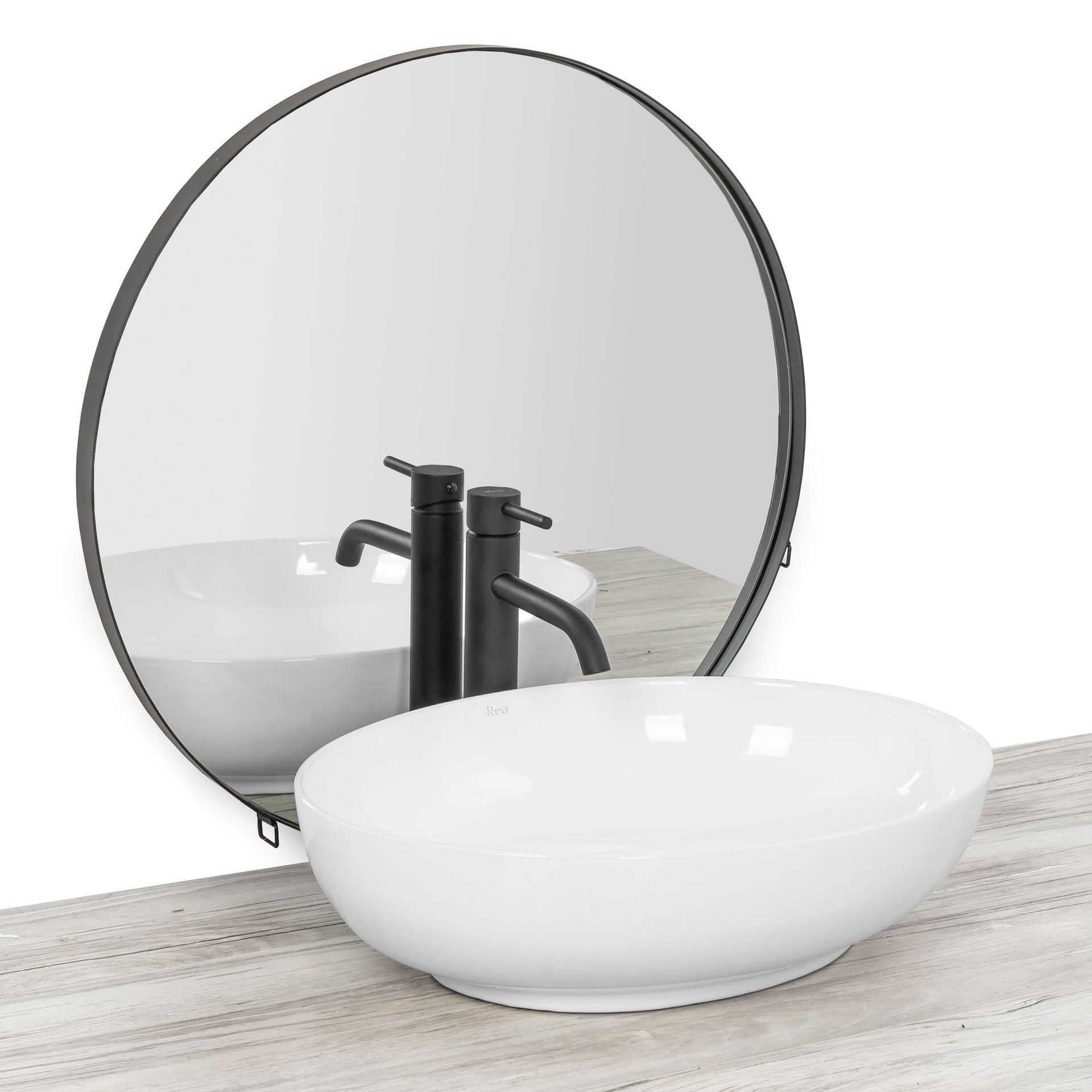 Lavoar baie pe blat oval 51 cm ceramic alb lucios – Rea Carola Slim