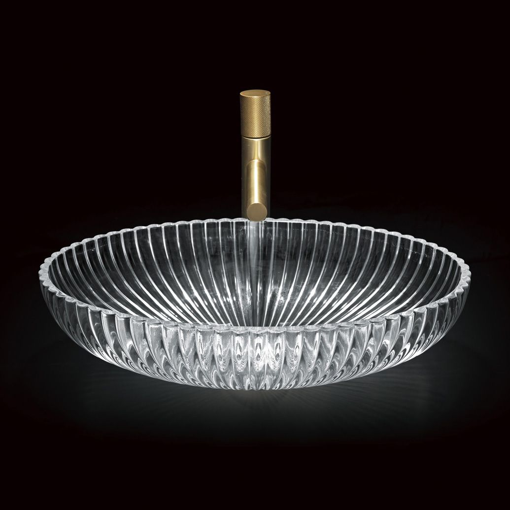 Lavoar baie pe blat oval 51 cm sticlă securizată transparentă lucioasă – Rea Nicole