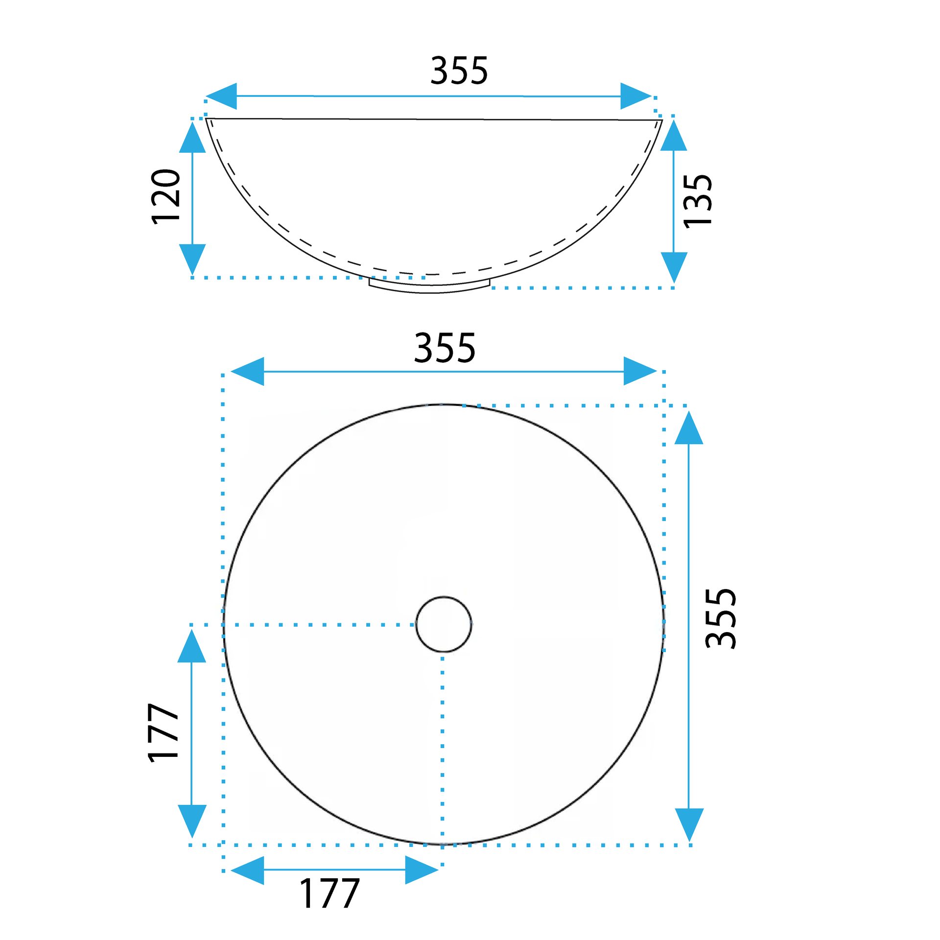 Lavoar baie pe blat rotund 35,5 cm ceramic imitație piatră – Rea Stella Aiax Shiny