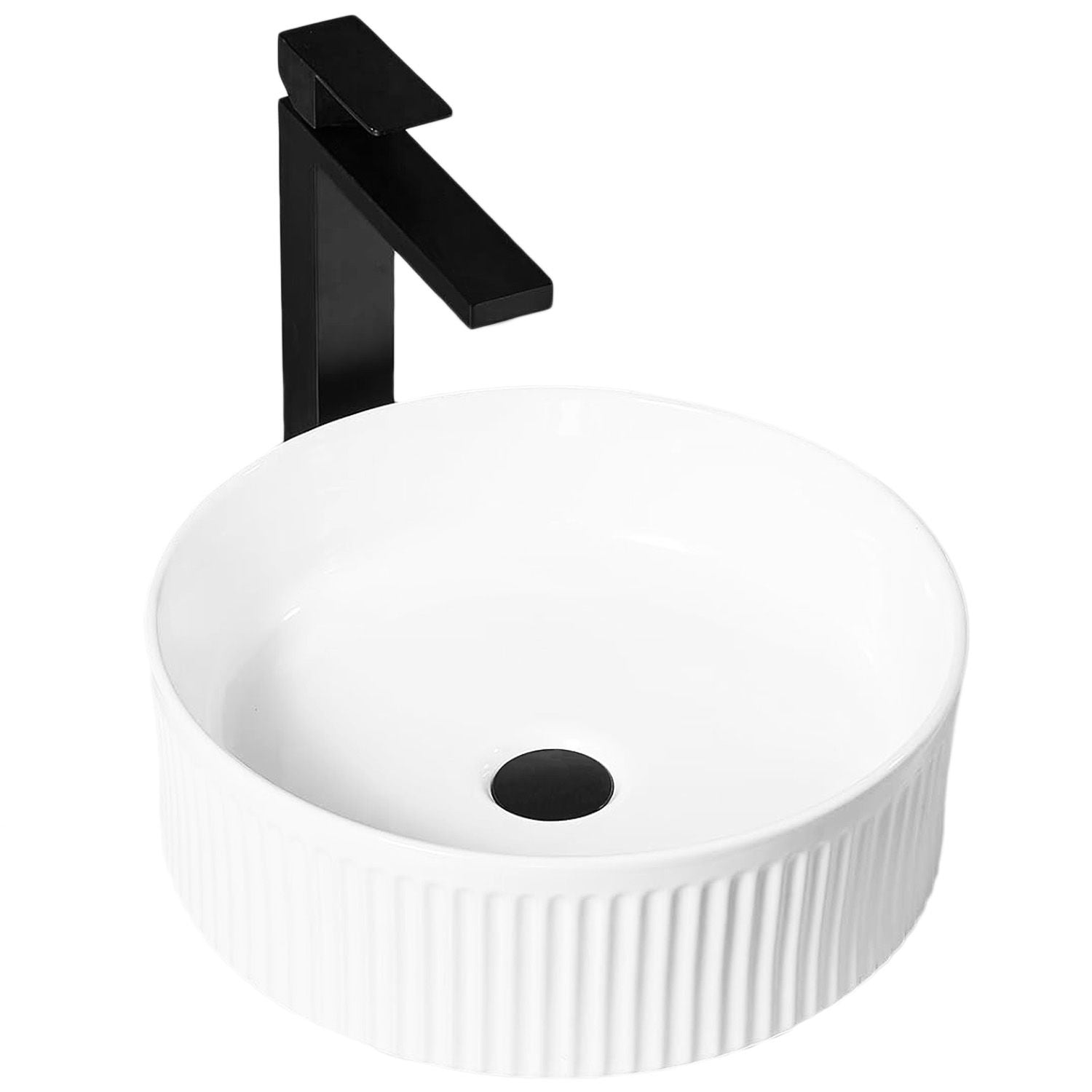 Lavoar baie pe blat rotund 36 cm ceramic alb lucios – Rea Selina