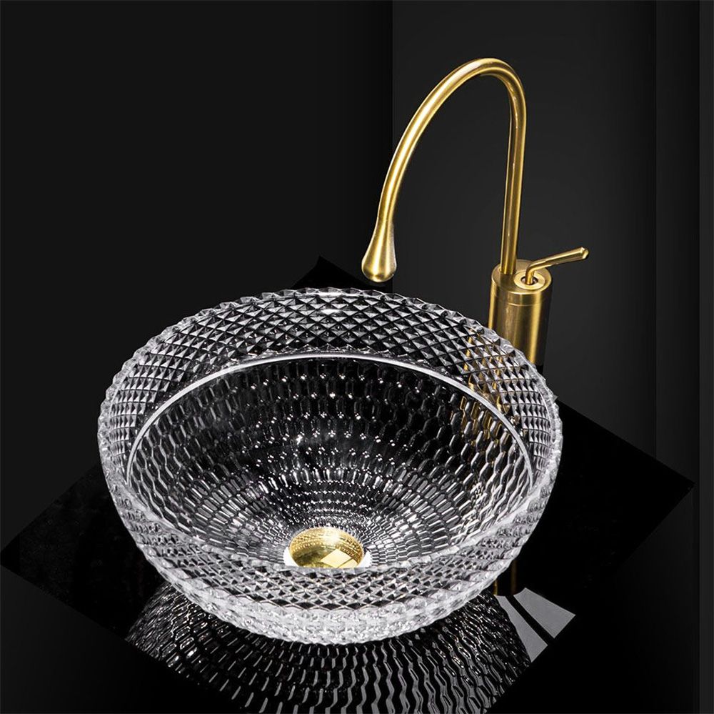 Lavoar baie pe blat rotund 40 cm sticlă transparentă – Rea Sue