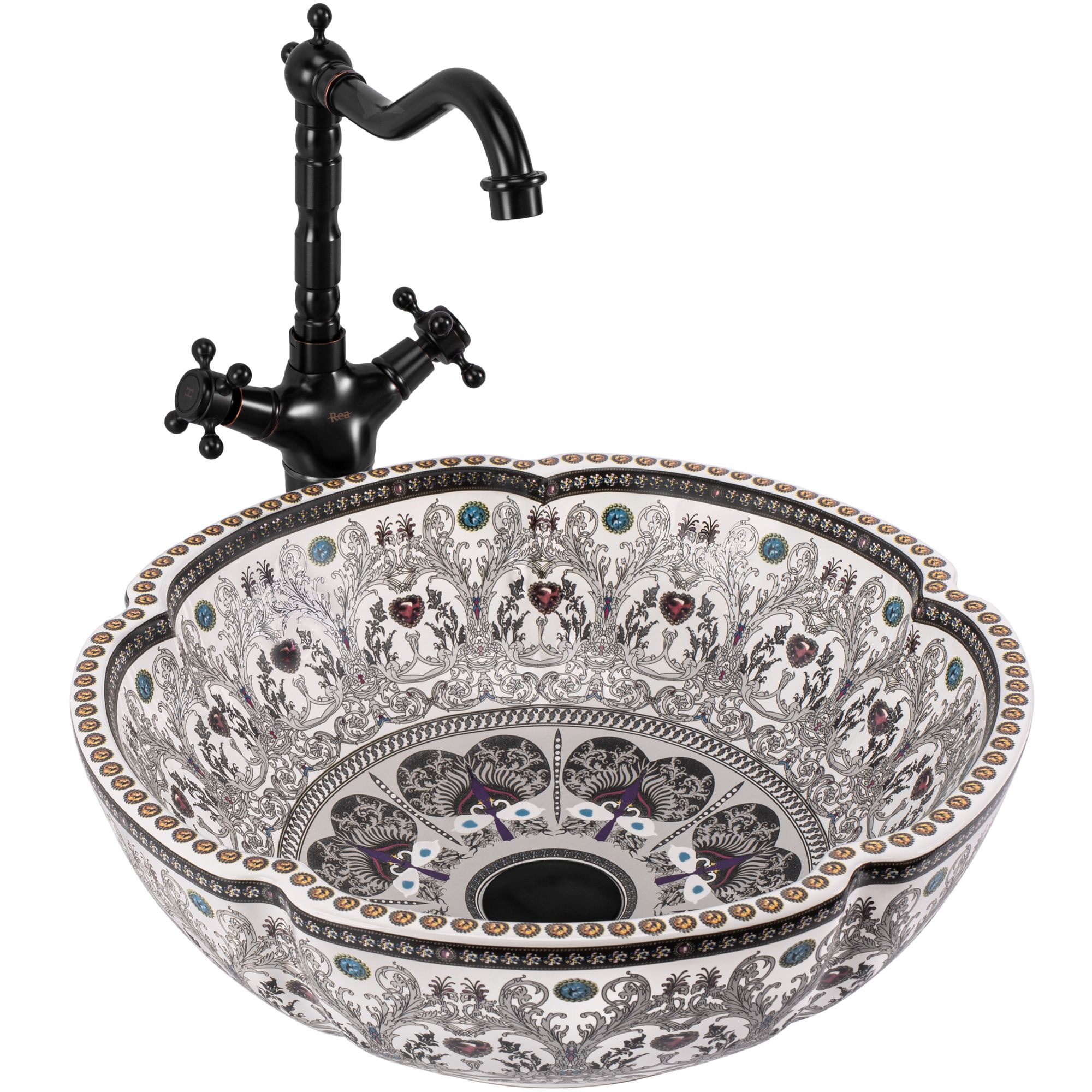 Lavoar baie pe blat rotund 42,5 cm ceramic multicolor – Rea Asanti