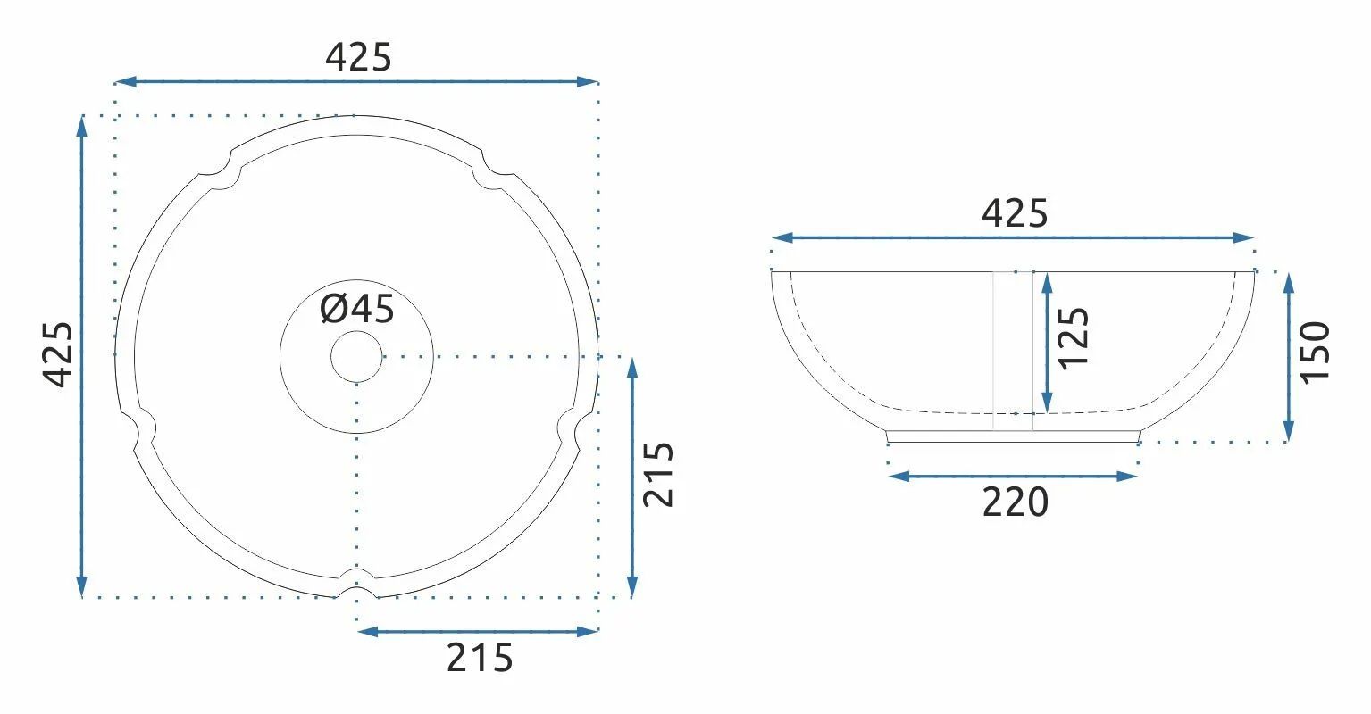 Lavoar baie pe blat rotund 42,5 cm ceramic multicolor – Rea Asanti