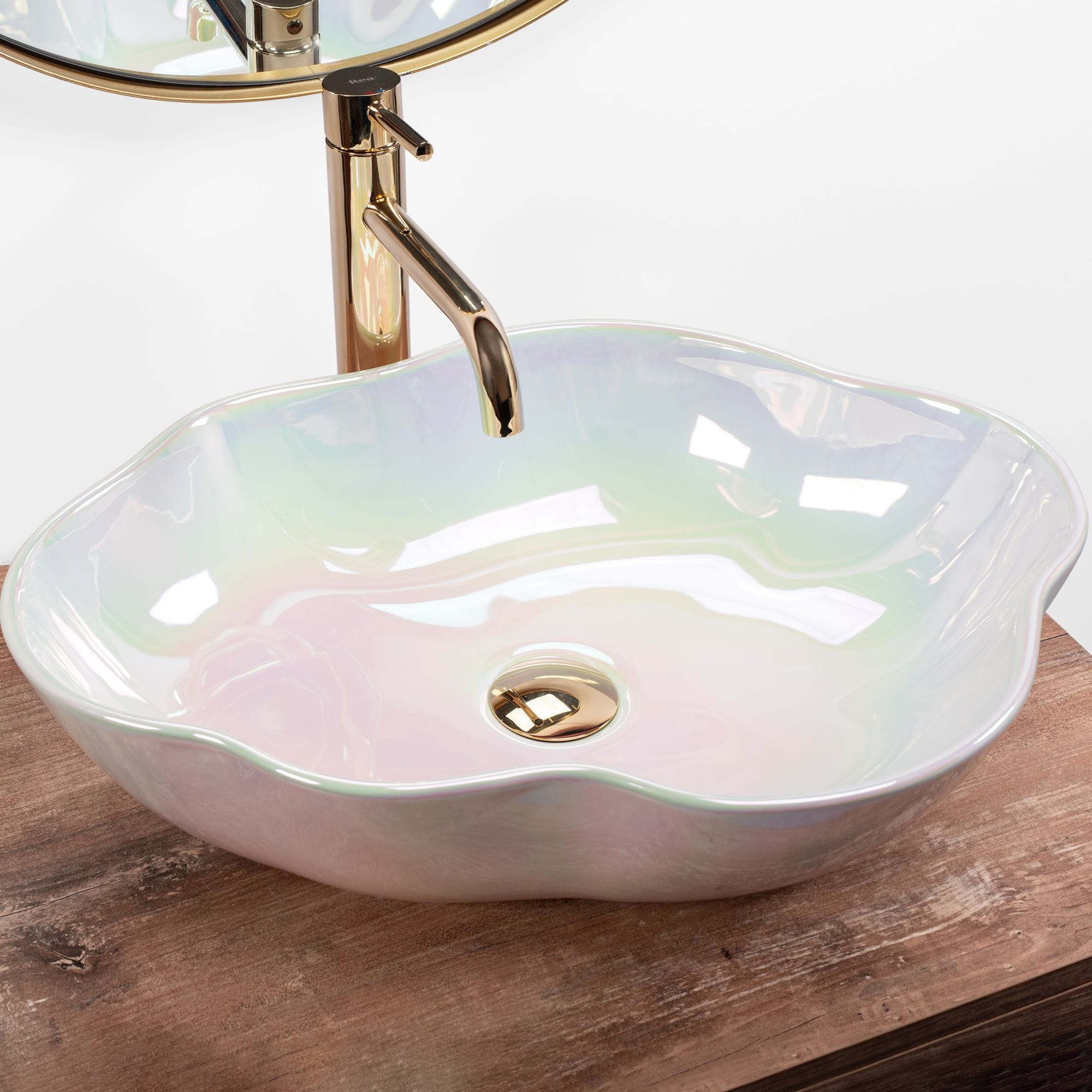 Lavoar ceramic pe blat Rea Akoya, 50.5 cm, multicolor