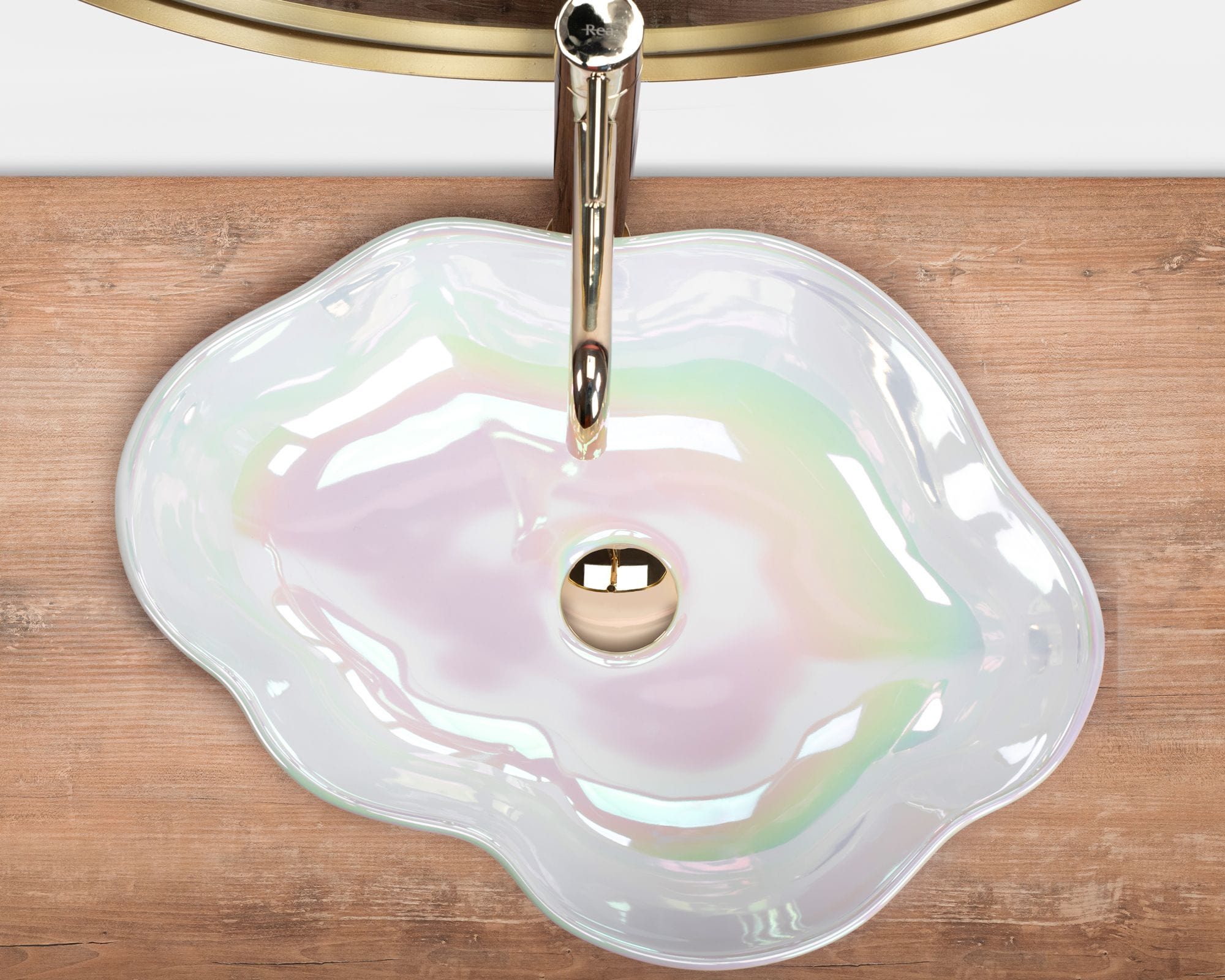 Lavoar ceramic pe blat Rea Akoya, 50.5 cm, multicolor