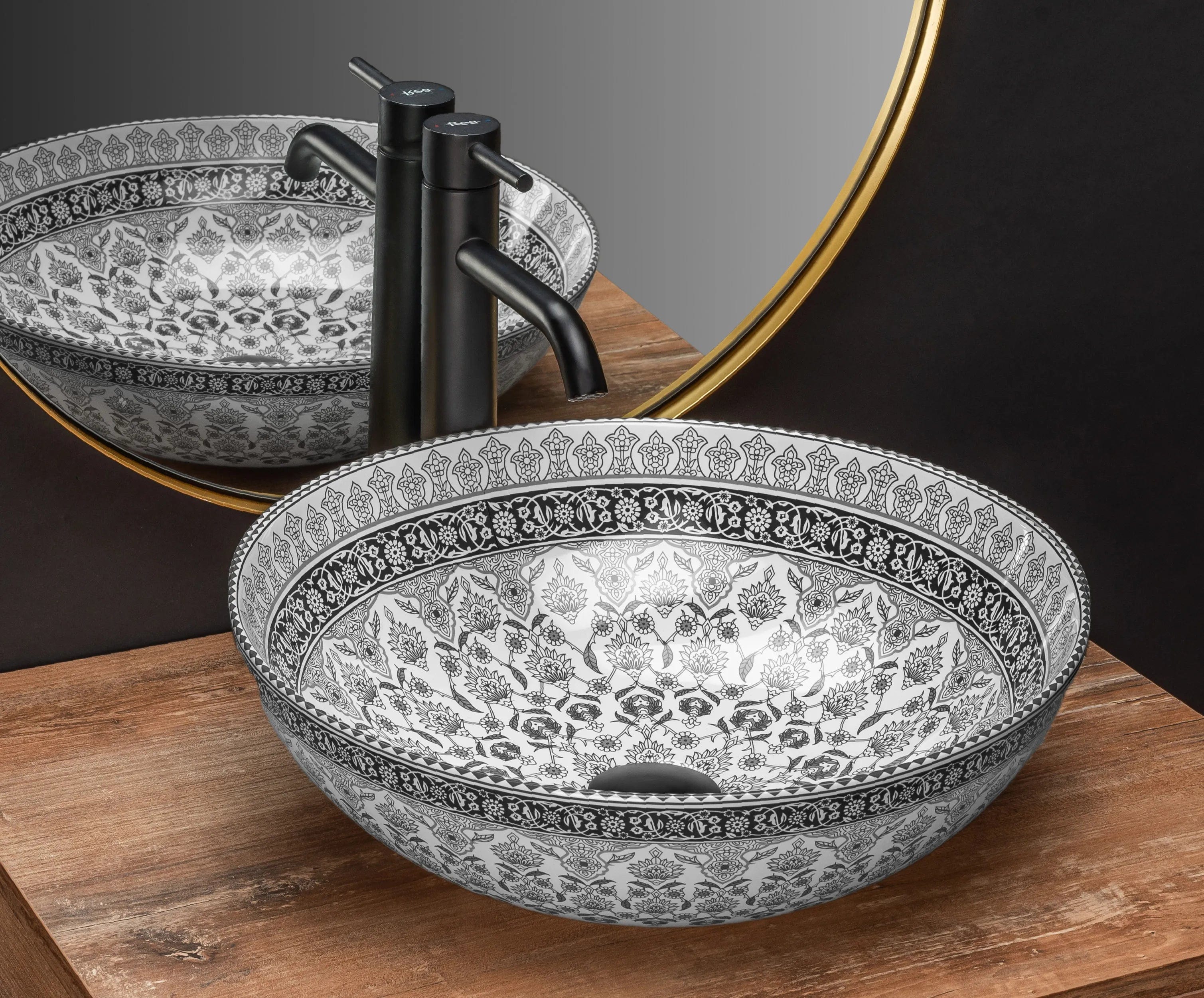 Lavoar ceramic pe blat Rea Arte, 40 cm, multicolor