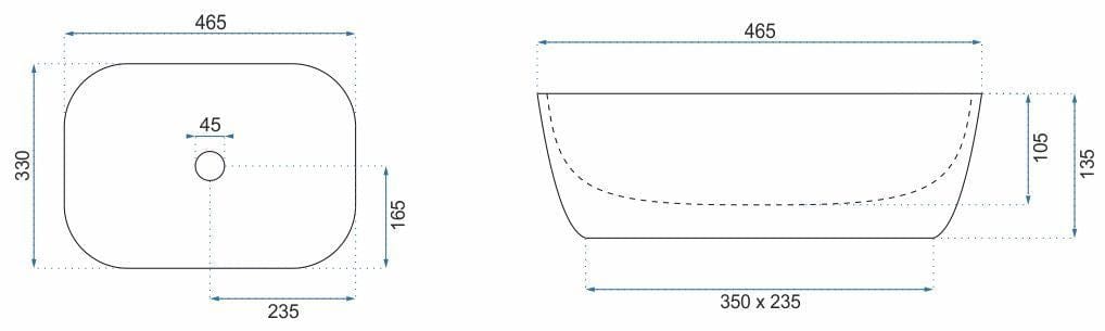 Lavoar ceramic pe blat Rea Belinda, 46.5 cm, auriu