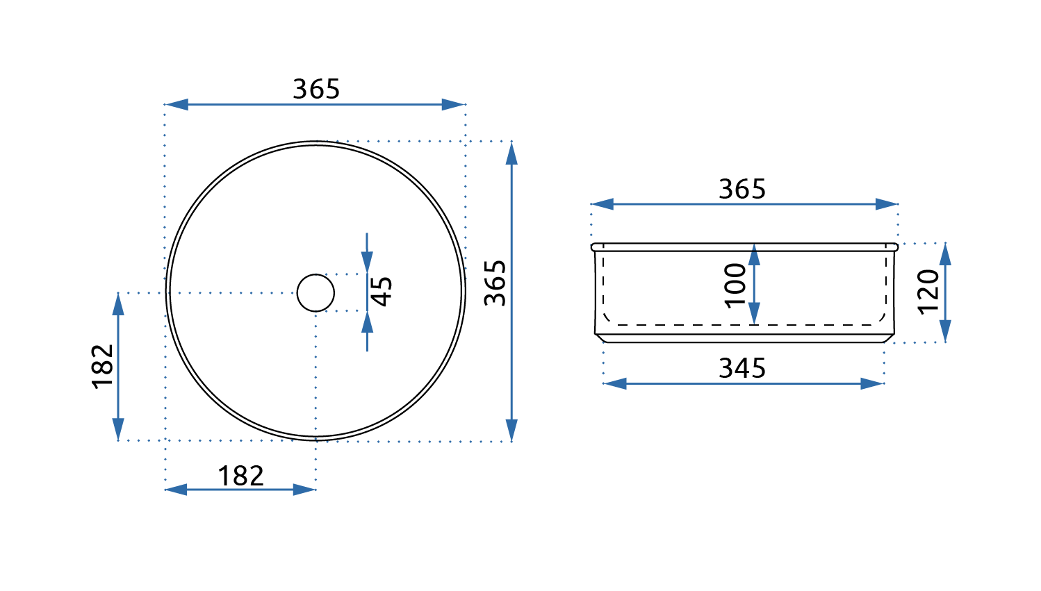 Lavoar ceramic pe blat Rea Charlotte, 36.5 cm, alb