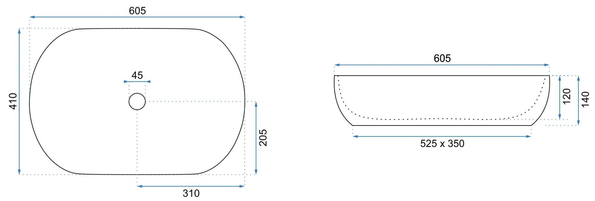 Lavoar ceramic pe blat Rea Cleo, 60.5 cm, bej