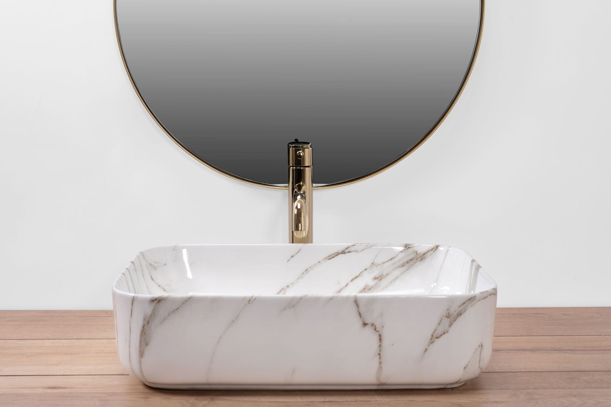 Lavoar ceramic pe blat Rea Demi Aiax, 51 cm, imitatie piatra