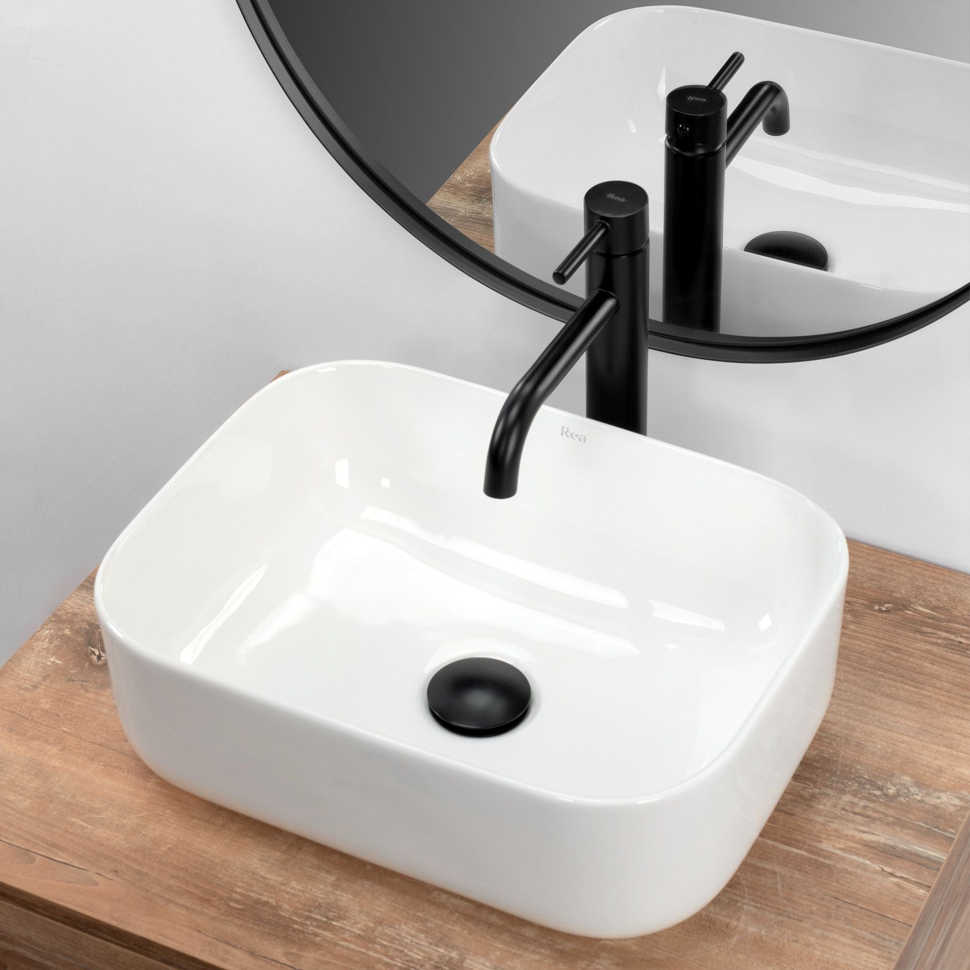 Lavoar ceramic pe blat Rea Demi Mini, 40.5 cm, alb