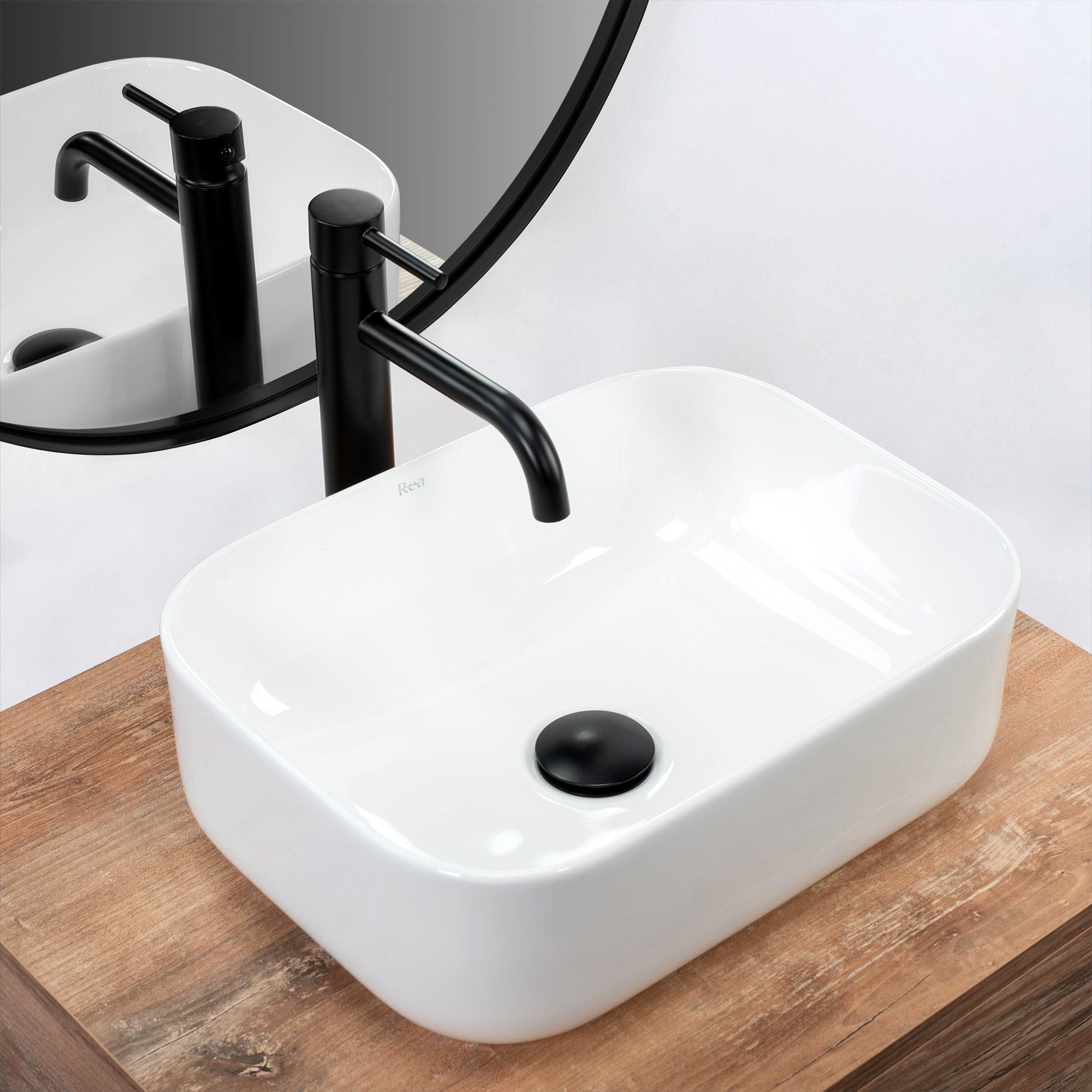 Lavoar ceramic pe blat Rea Demi Mini, 40.5 cm, alb