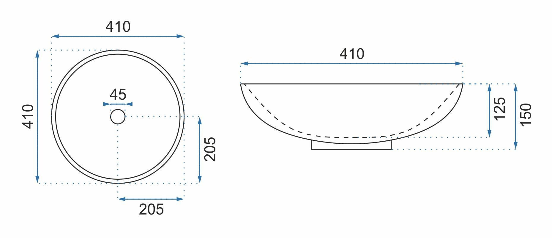 Lavoar ceramic pe blat Rea Fiori, 41 cm, alb cu flori