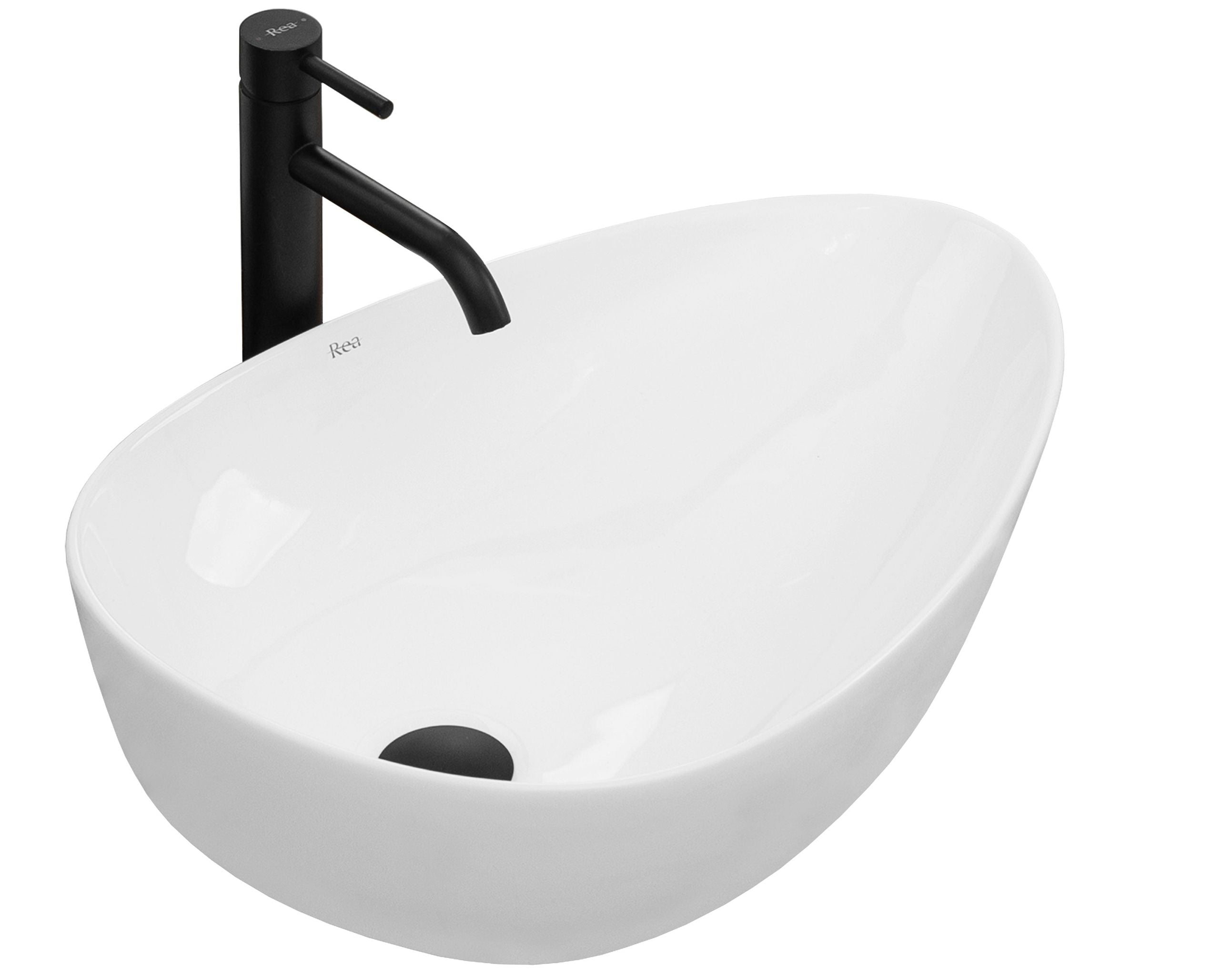 Lavoar ceramic pe blat Rea Greta, 56 cm, alb
