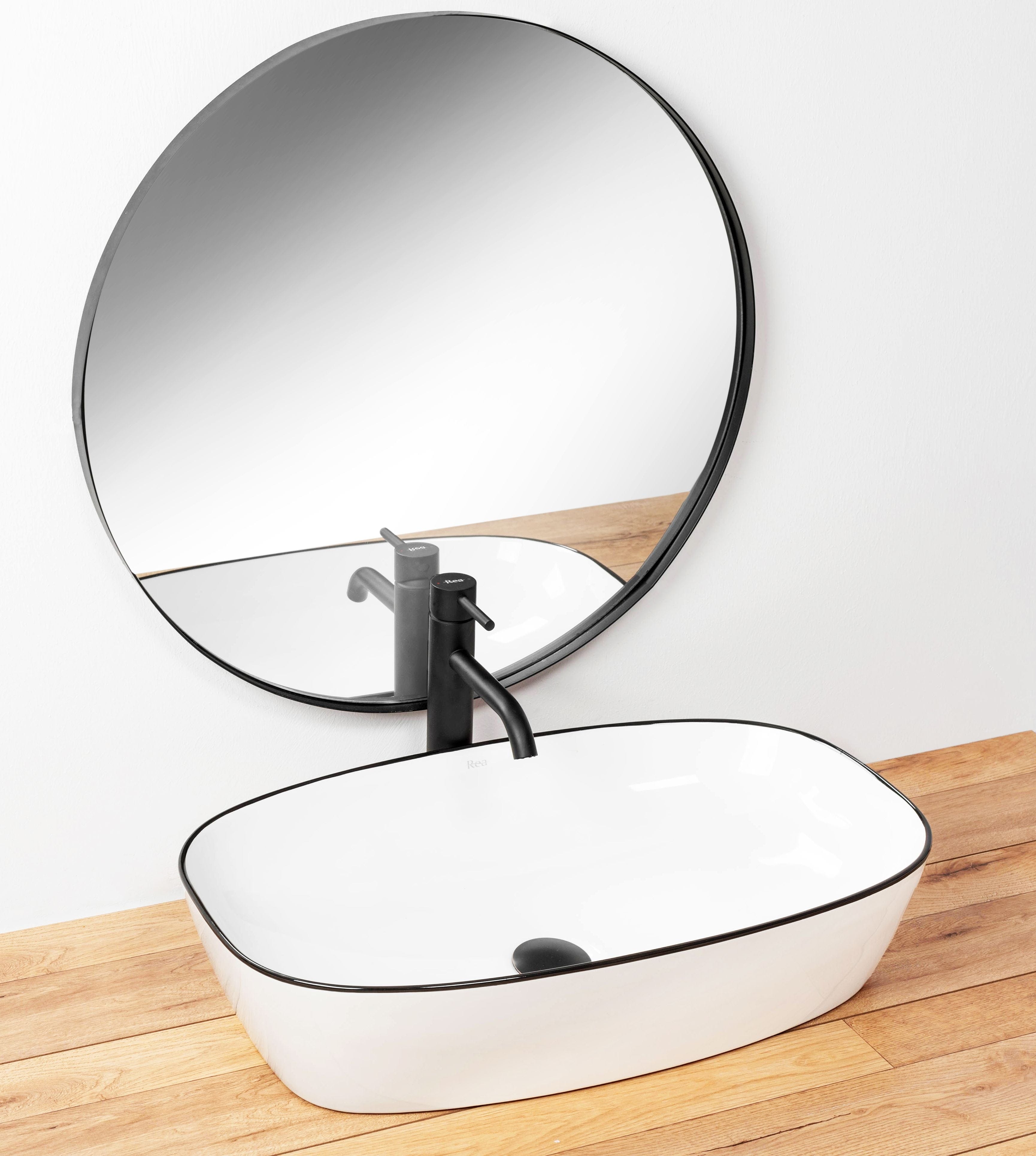 Lavoar ceramic pe blat Rea Jovita, 60 cm, alb