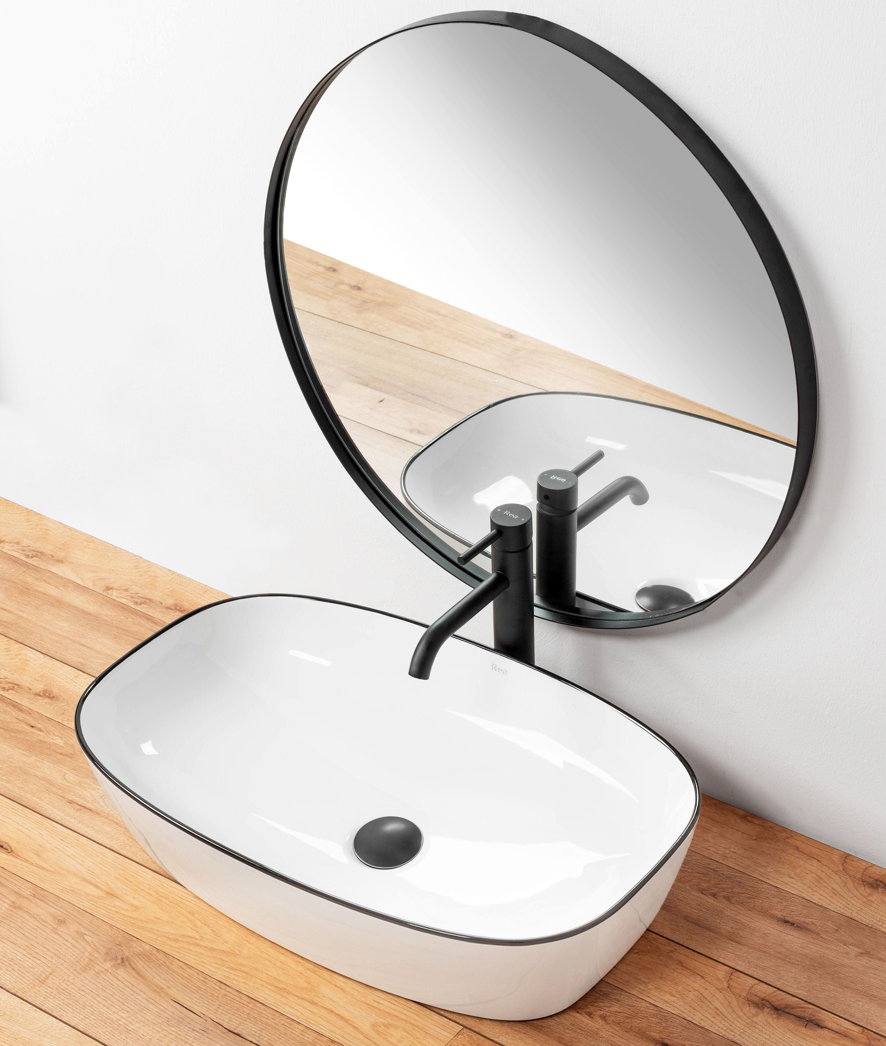 Lavoar ceramic pe blat Rea Jovita, 60 cm, alb