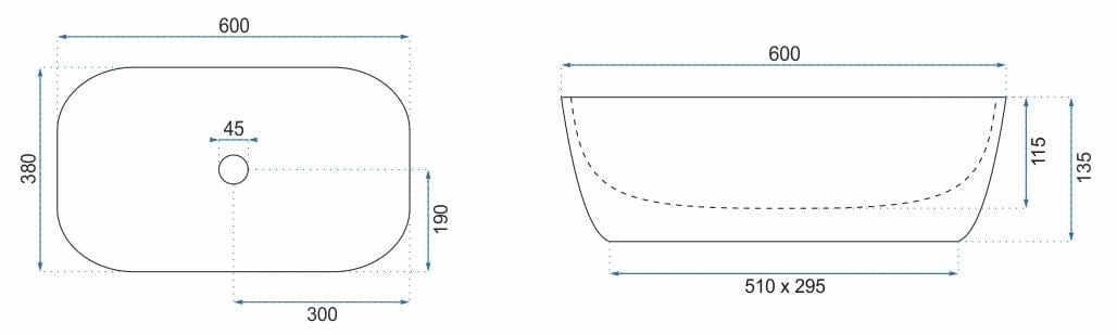 Lavoar ceramic pe blat Rea Jovita, 60 cm, alb
