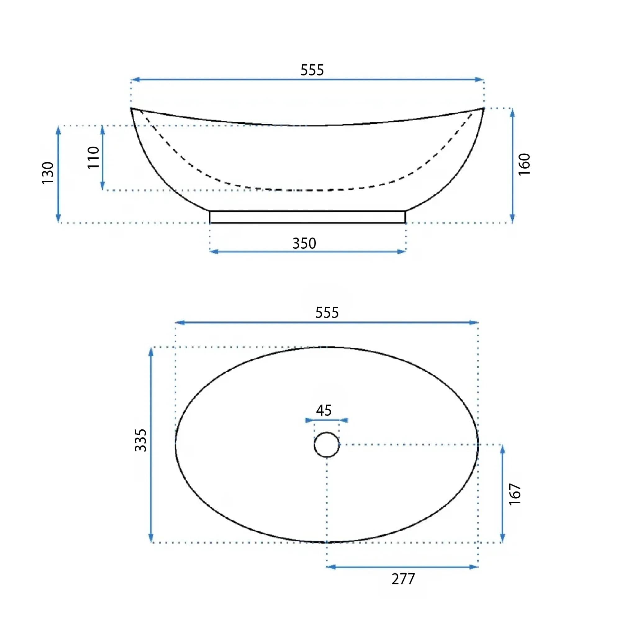 Lavoar ceramic pe blat Rea Kate, 55.5 cm, alb