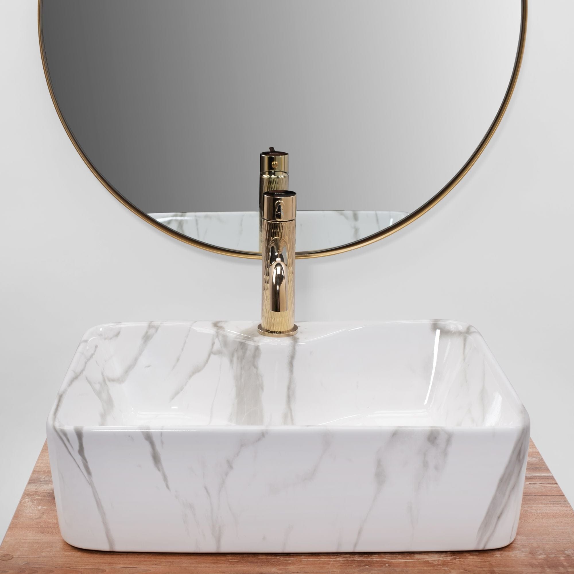 Lavoar ceramic pe blat Rea Kelly, 49 cm, imitatie piatra