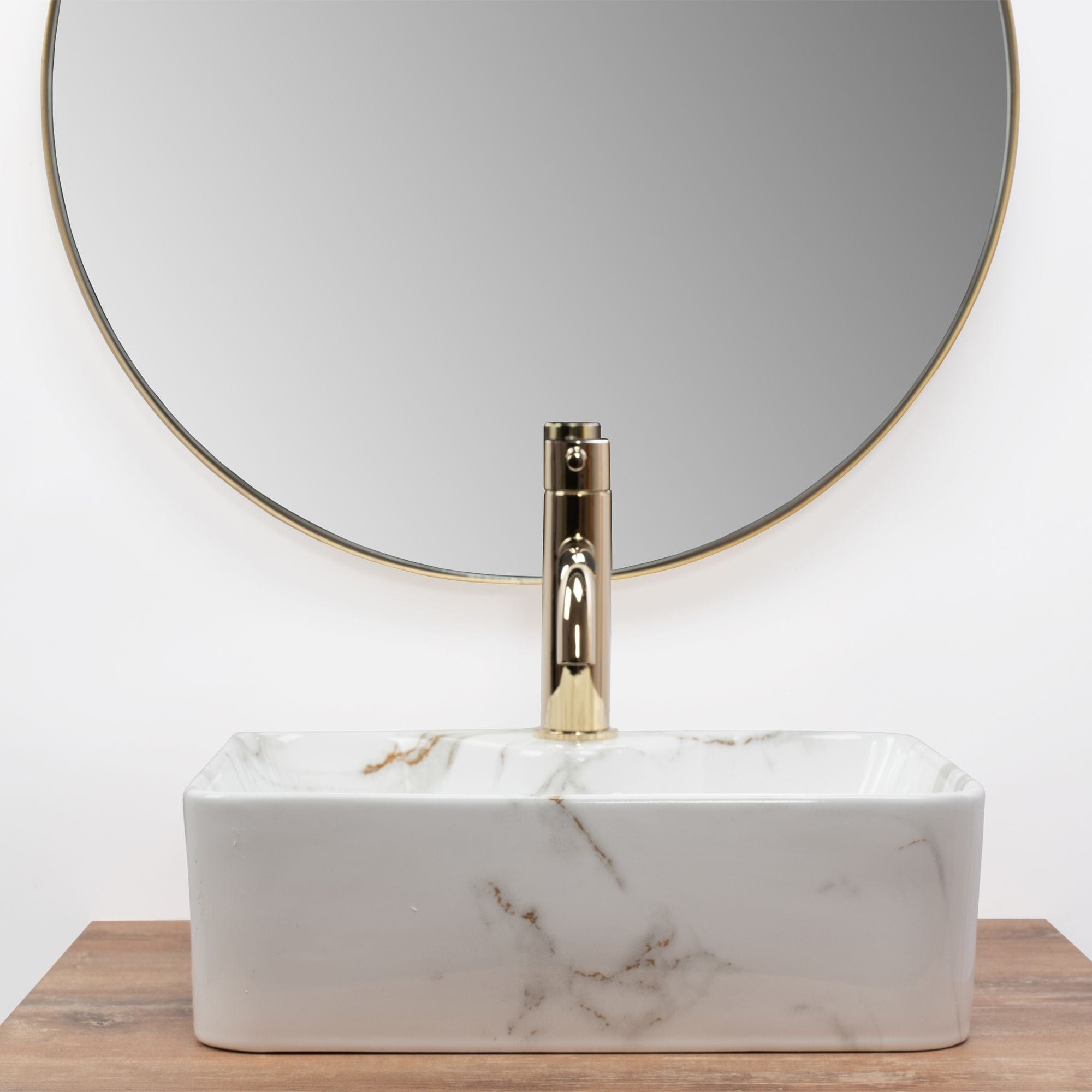 Lavoar ceramic pe blat Rea Kelly Mini, 40 cm, imitatie piatra