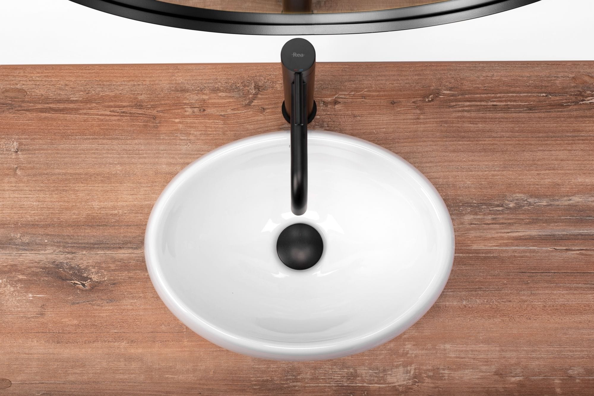 Lavoar ceramic pe blat Rea Linda Mini, 40 cm, alb