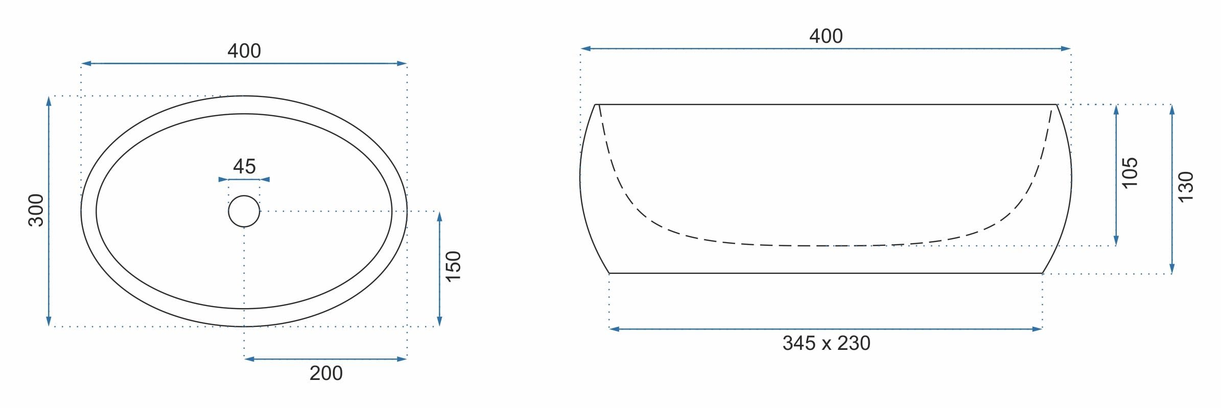 Lavoar ceramic pe blat Rea Linda Mini, 40 cm, alb