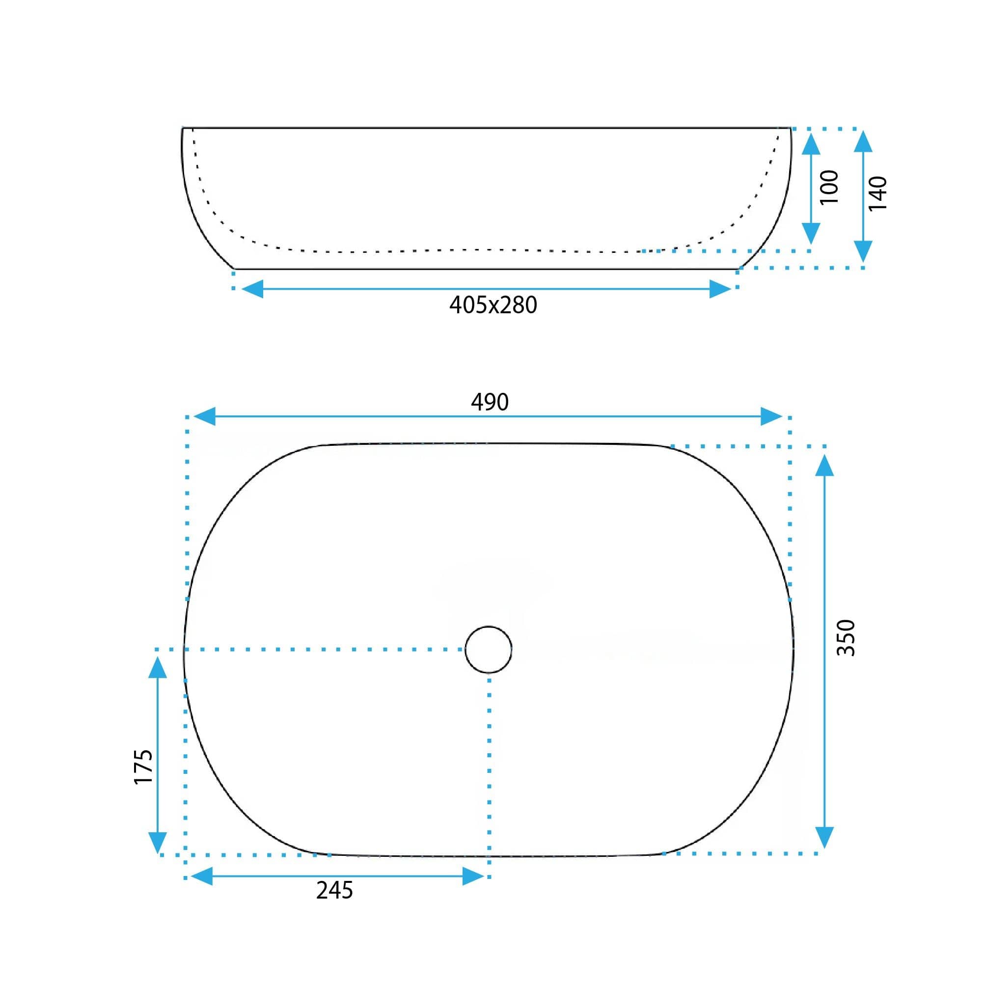 Lavoar ceramic pe blat Rea Lisa, 49 cm, alb