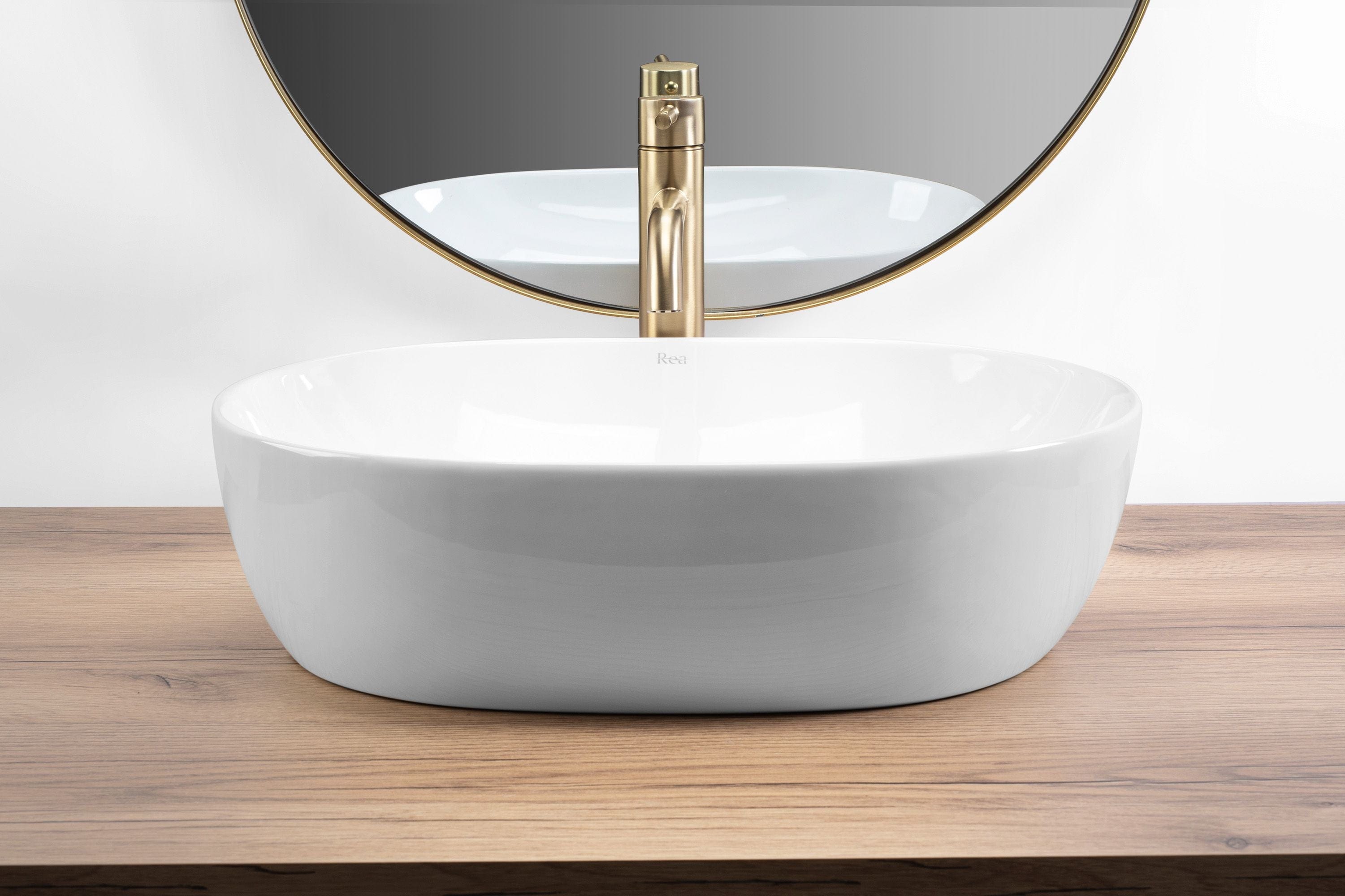 Lavoar ceramic pe blat Rea Lisa, 49 cm, alb